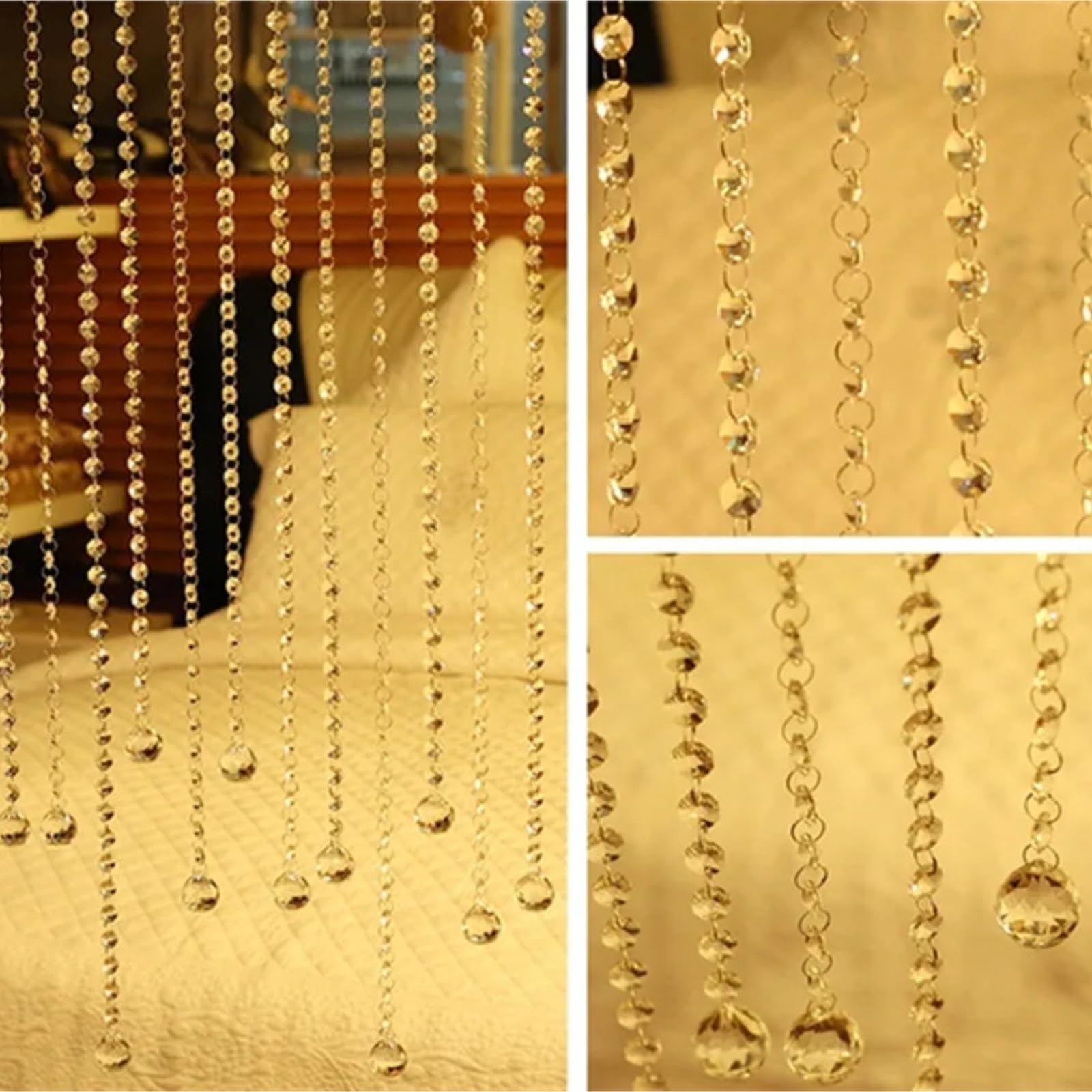 Rideau de Perles Verre Cristal Luxe Salon Chambres fenêtre Porte Mariage Stores sur pour Les Portes