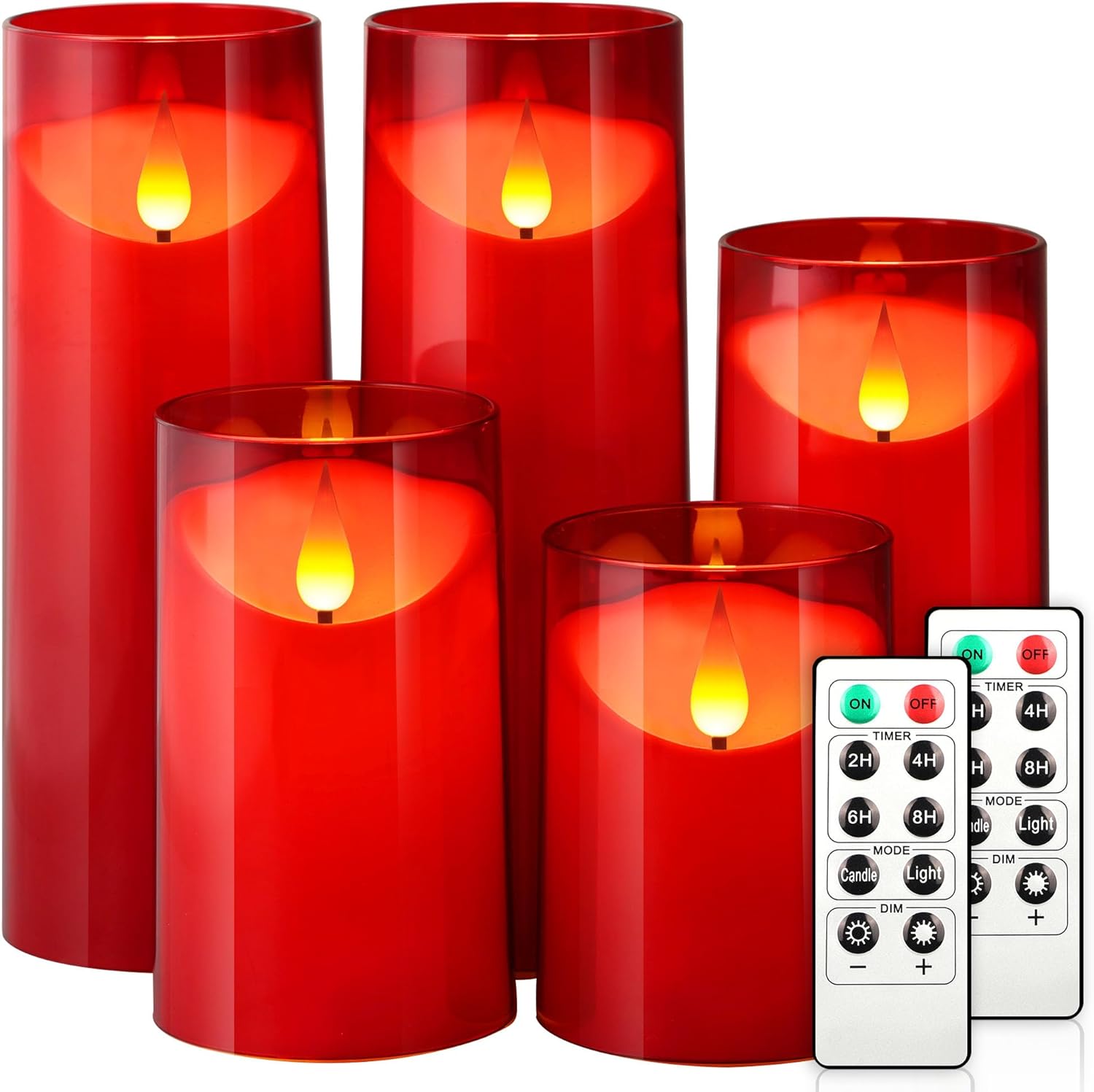 NURADA Flickering Flameless Candles, Acrylic LED Pillar Candles Battery Operated