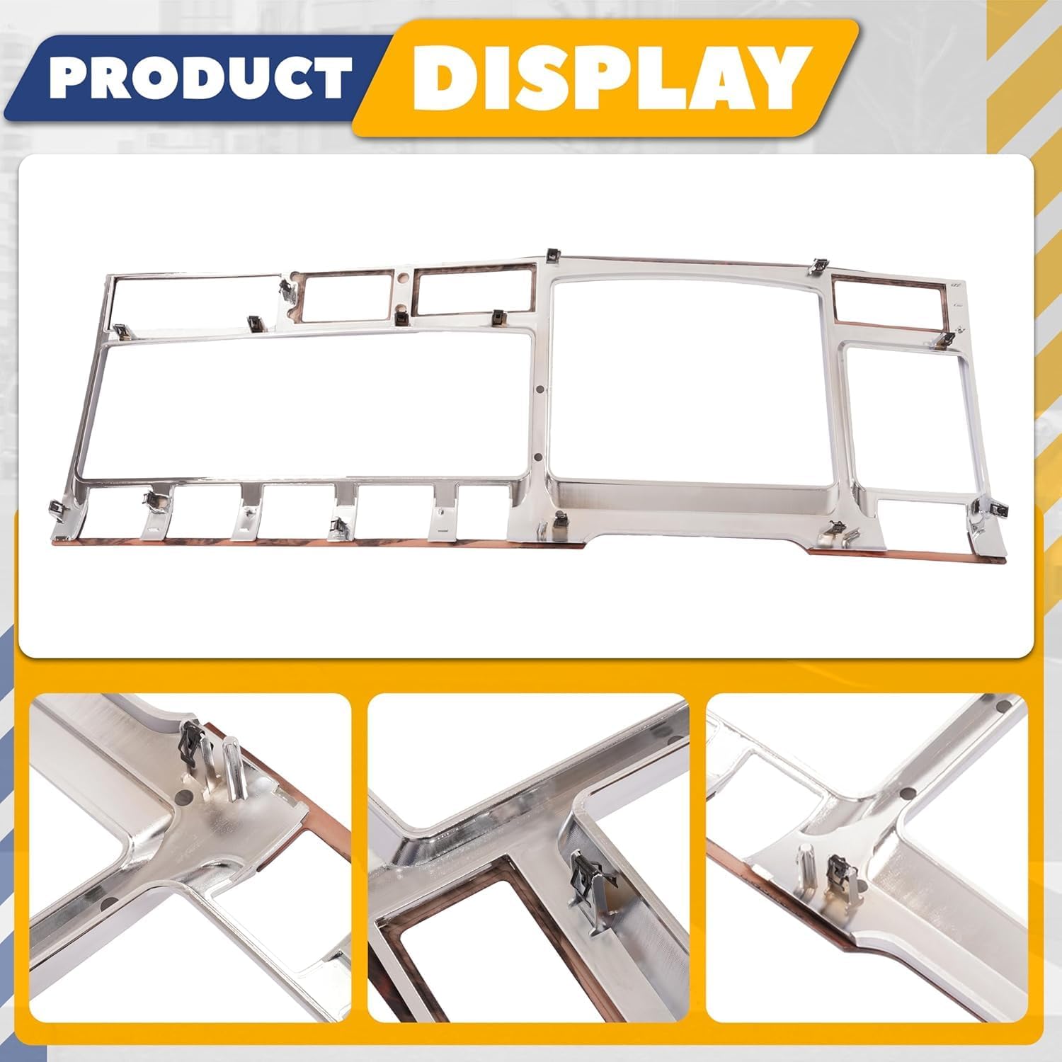 Dashborad Meter Cluster Bezel Compatible with Kenworth T660 T700 T800 W900 W900L Dash Gauge Panel Trim (Woodgrain Silvery)