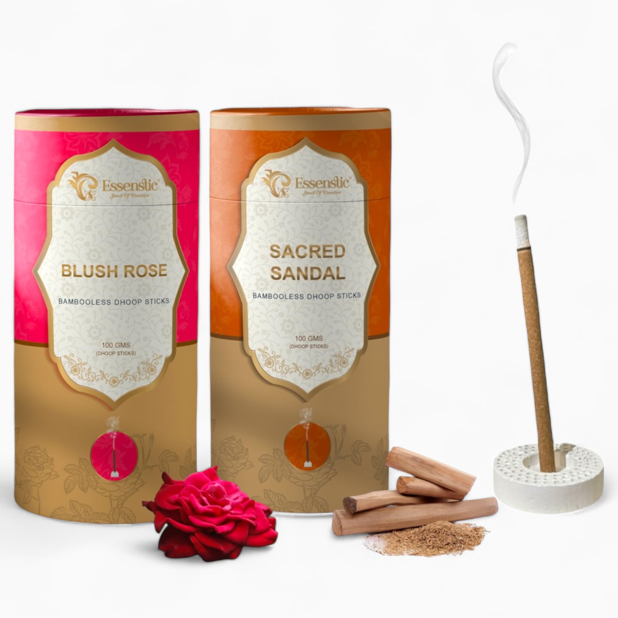 Essenstic 100% Natural Dhoop Sticks for Pooja | 4X Times Thicker Dhoop Batti | 45+ Mins of Burn Time for Long Lasting Aroma | Bambooless Agarbatti/Incense Sticks for Home/Office | Unique Dhoop Stand (B0D184L4N6) Amazon Price History, Amazon Price Tracker