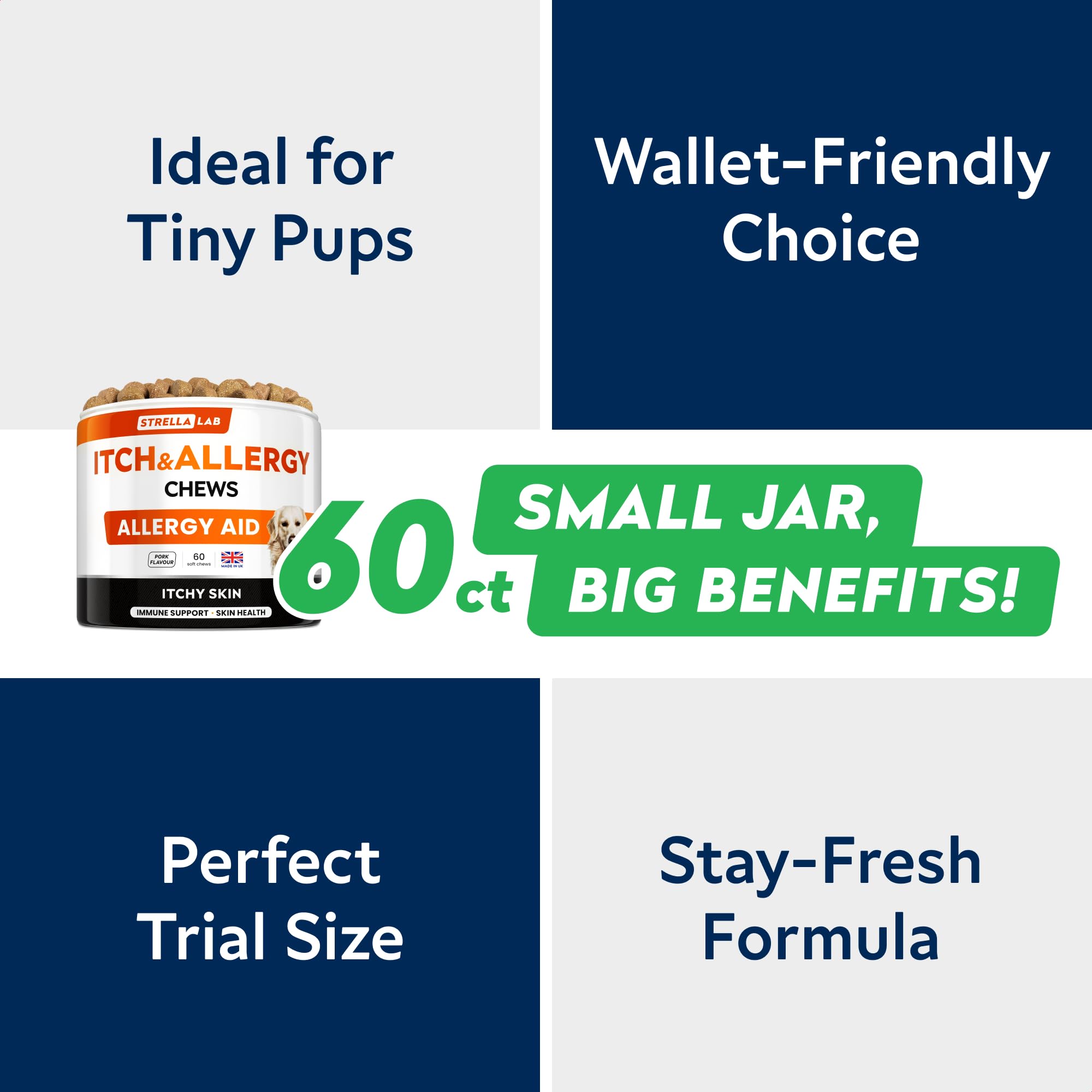 STRELLALAB Allergy Support Chews for Dogs with Omega 3 Fish Oil, Itchy Skin Support Immune Supplement, Skin & Coat Health - Image 2