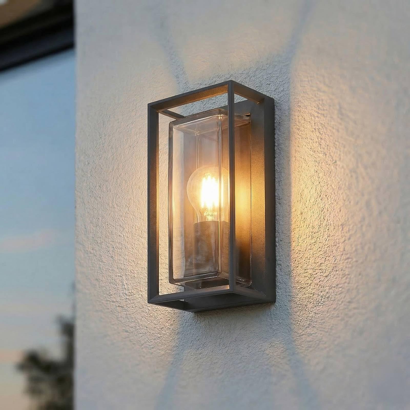 Arcchio Wandlampe außen Aluminium Glas, Wandleuchte aussen Außenleuchte IP65 Außenlampe 1x E27 ohne Leuchtmittel Außenwandleuchten Garten