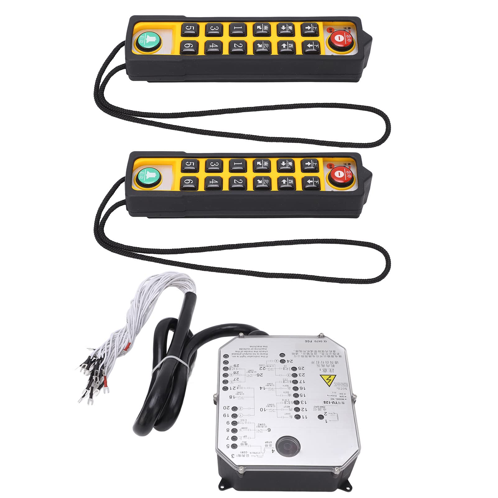 FTVOGUE Gru di Sollevamento Telecomando Industriale AC220V Telecomando Wireless Doppia Maniglia Monitoraggio della Potenza per Gru Trasportatori Pompe per Calcestruzzo Operatori di Attrezzature per
