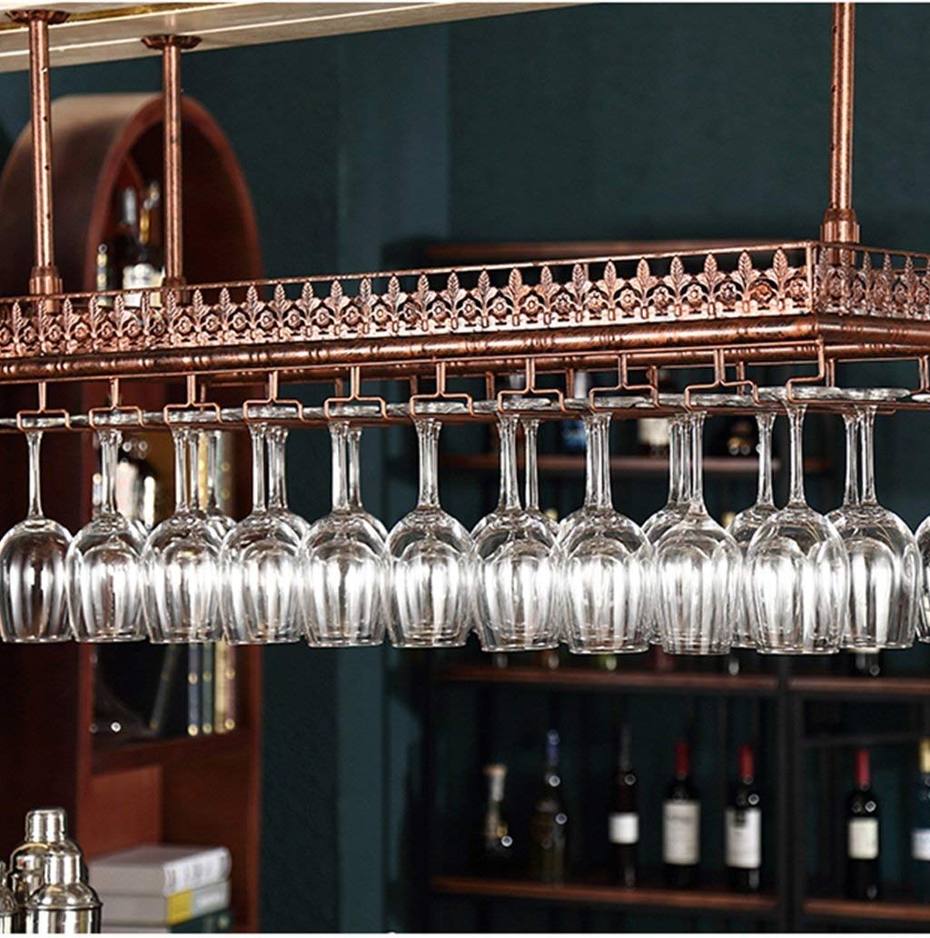 Weinregal, Metall-Kelchhalter, europäisches Retro-Design, umgekehrtes Flaschenregal für Bar und Restaurant, Maße: 120 x 35 cm