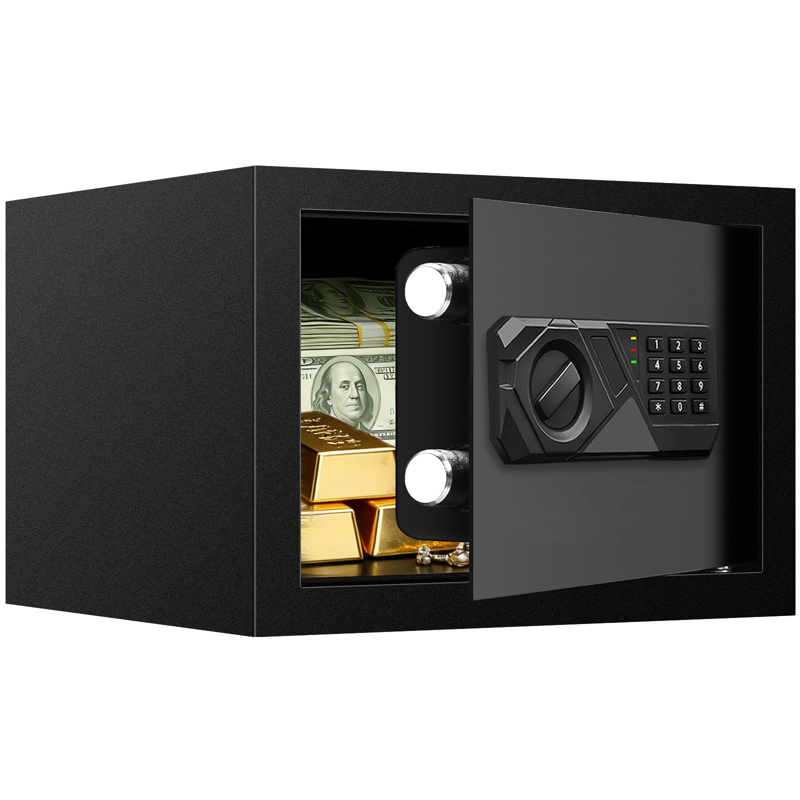 Photo 1 of 0.8 Cub Small Safes for Home Use, Security Safe Box with Spare Keys, Alarm System, Programmable Keypad and Removable Shelf, Anti-Theft Digital Steel Home Safe for Document Money Medicine Valuables