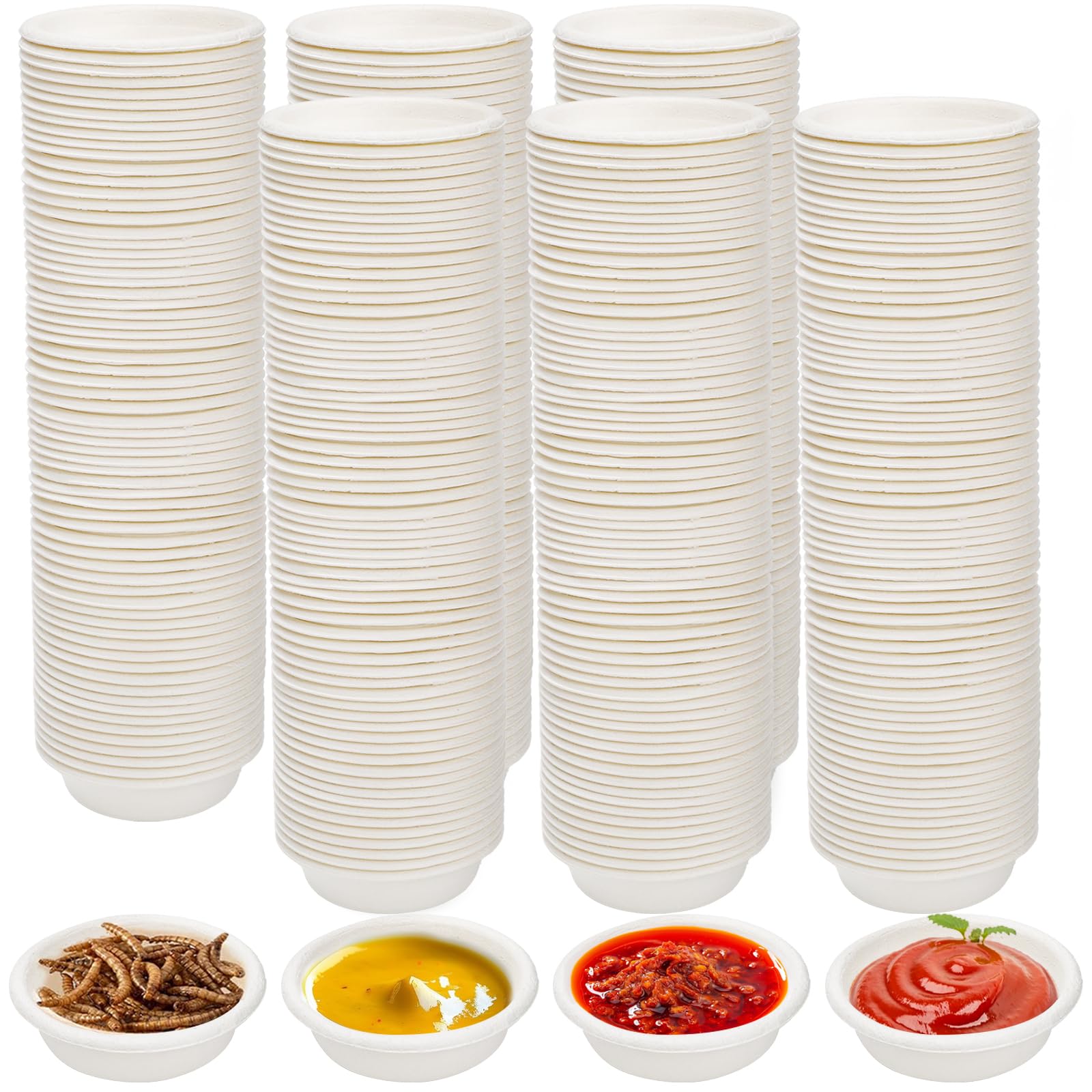 Frcctre 300 Pack 1 oz Gecko Paper Feeding Cups, Small Paper Gecko Food and Water Feeding Cups Reptile Feeder Bowls Ledge Accessories for Crested Gecko