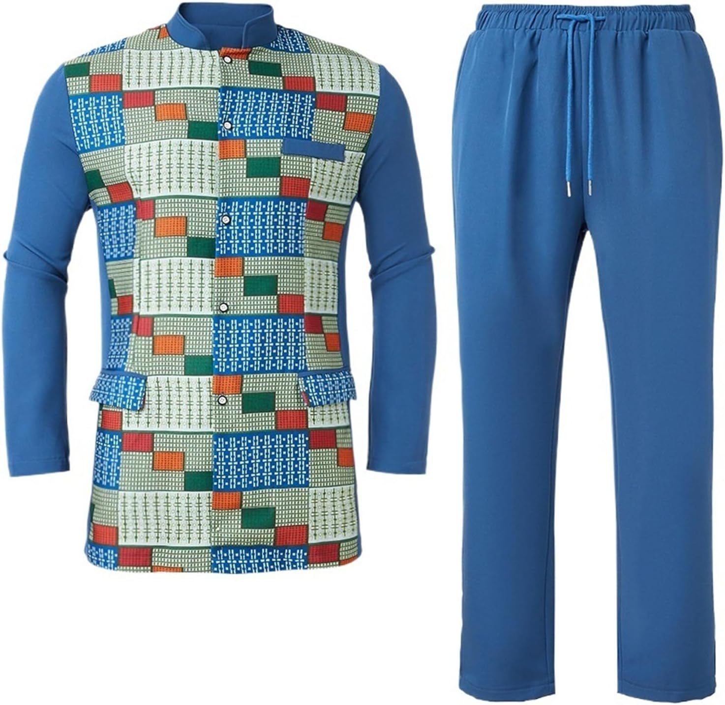 African Suit 2 Piece Set Outfits Long Sleeve Dashiki Shirt and Pants Wedding Attire Tracksuit Party Wear Traditional Attire