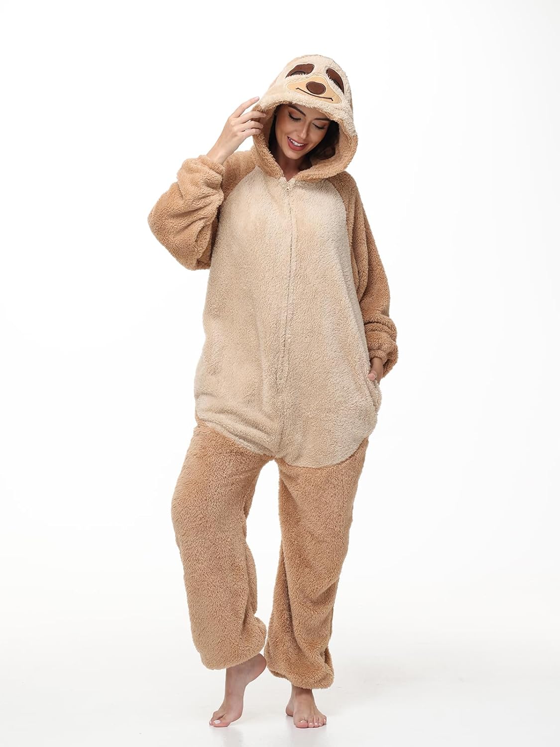 LATH.PIN Animal Plush Fleece Zipper Onesie Adult Costume Unisex Pajama Loungewear Zip Up Sleepwear - Image 2
