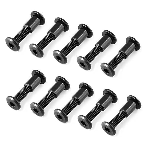 Vista 47 de 10 pares (20 piezas) M6 x 0.630 in Tornillo hexagonal con llave Allen, pernos de conector plateados para muebles, tornillos avellanados M6, tuercas