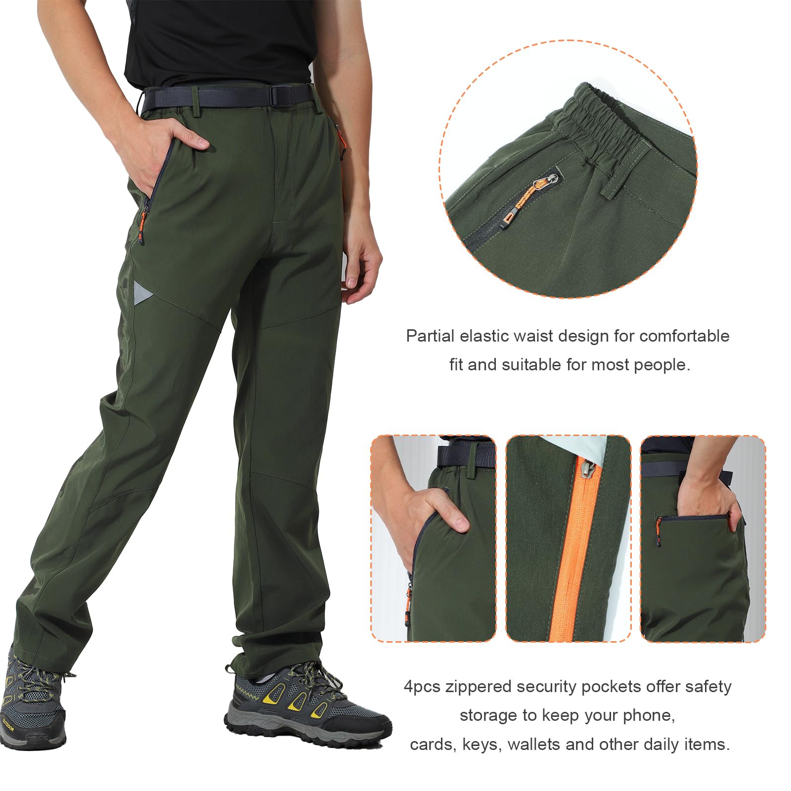 Uomini Pantaloni da Camminare Sport all'aperto Pantaloni da Campeggio a Prova di Vento