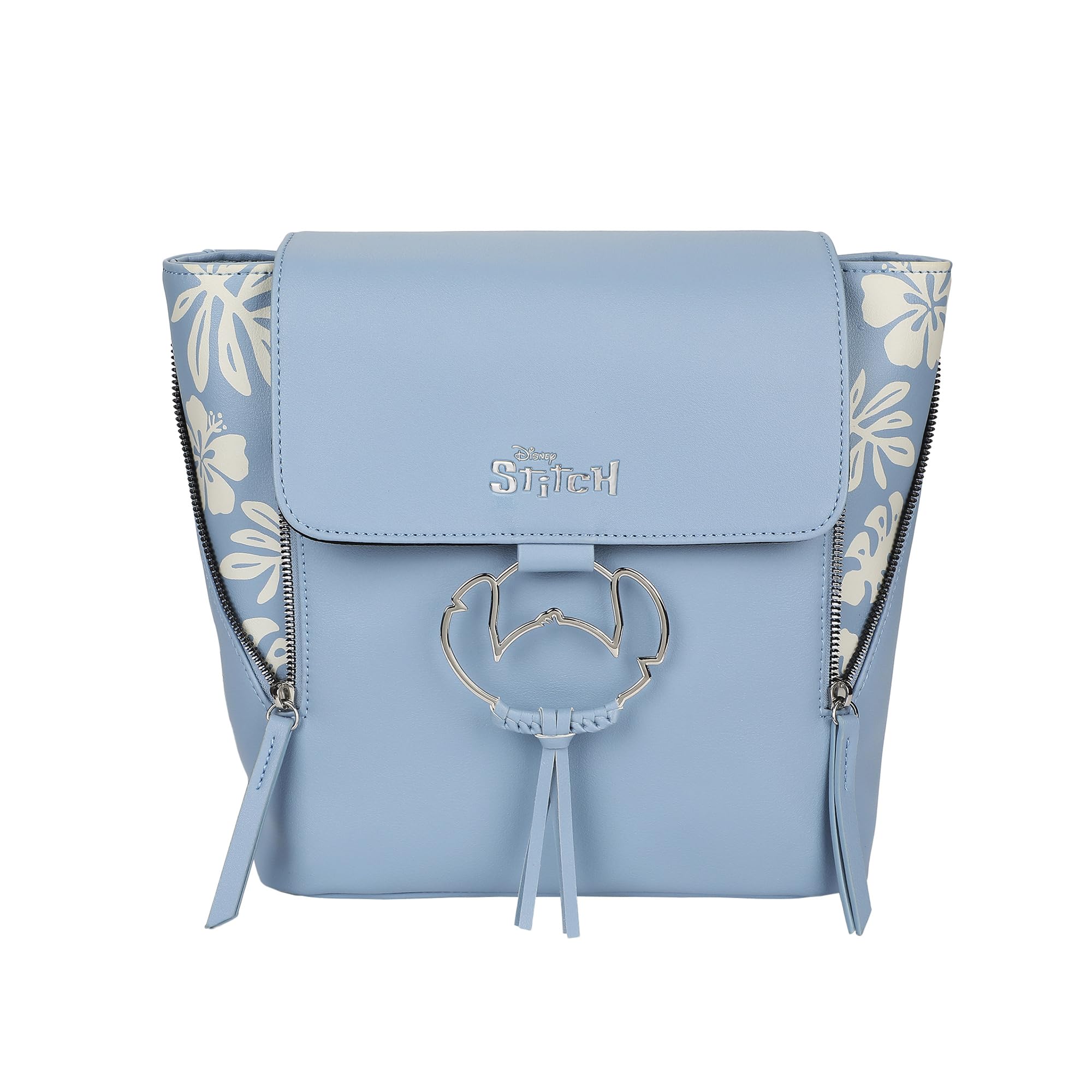 Disney Lilo & Stitch Faux Leather Mini Backpack with Floral Print and Embroidered Details