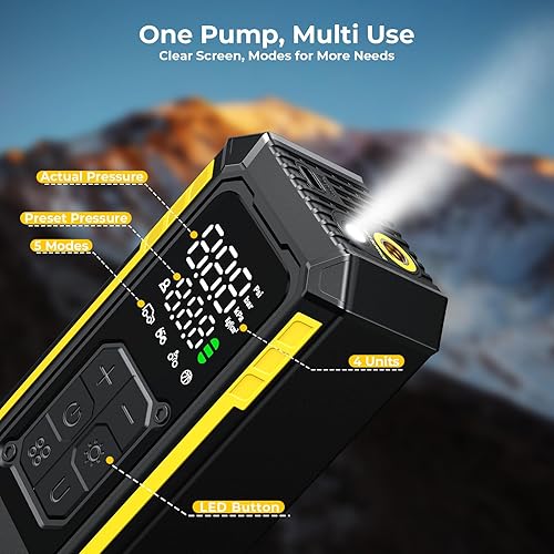 Miniatura 5 de Inflador de neumáticos, compresor de aire portátil, 5 veces más rápido, inflador de neumáticos portátil de 160 PSI para automóvil
