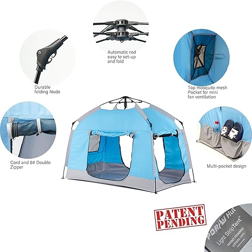 Miniatura 6 de Casa de juegos para niños fácil de instalar con bonita tira de luz LED y 3 aperturas grandes, tienda de campaña portátil para niños y sala de