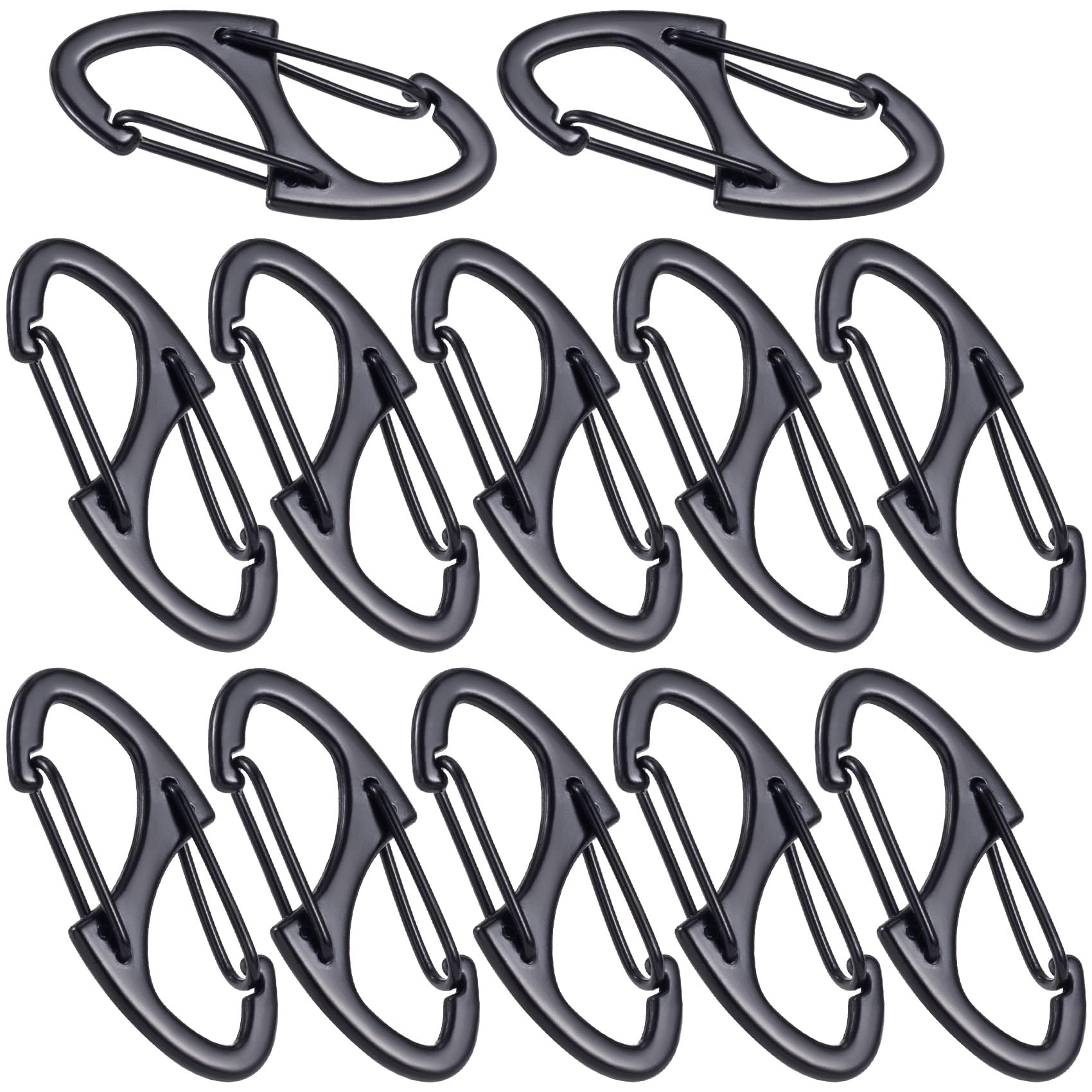 HINZIC 12Pcs Zipper Clip Anti Theft Deterrent, Black Dual Opening Safety Zipper Pull Replacement, Keep The Zip Closed for Backpacks Traveling Camping