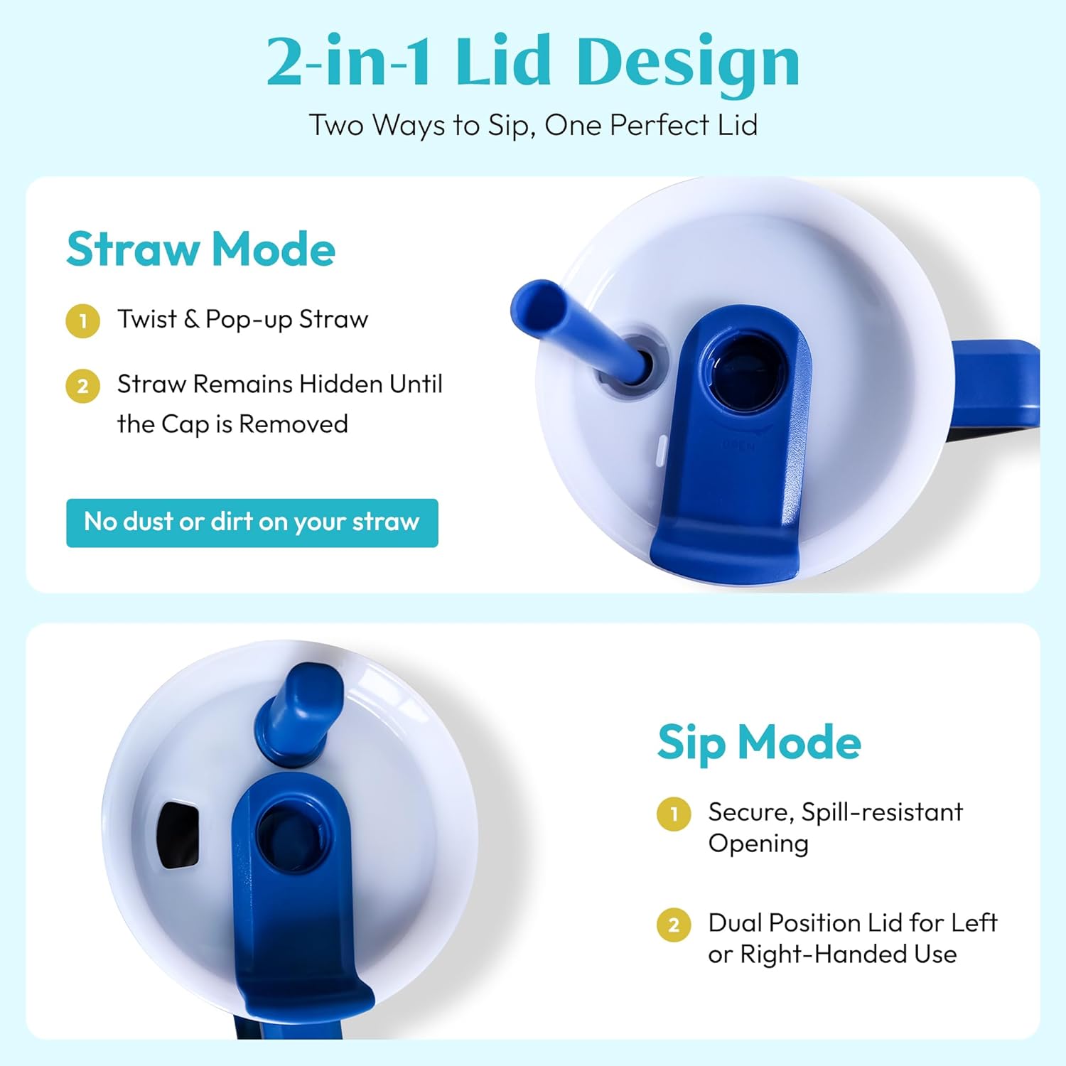 40 oz Tumbler with Handle and Straw | Leak Proof Insulated Stainless Steel Water Bottle Travel Mug Fits in Cup Holder | Keeps Cold Hot | Gifts for Women Men Him Her (Blue, 40 oz) - Image 3