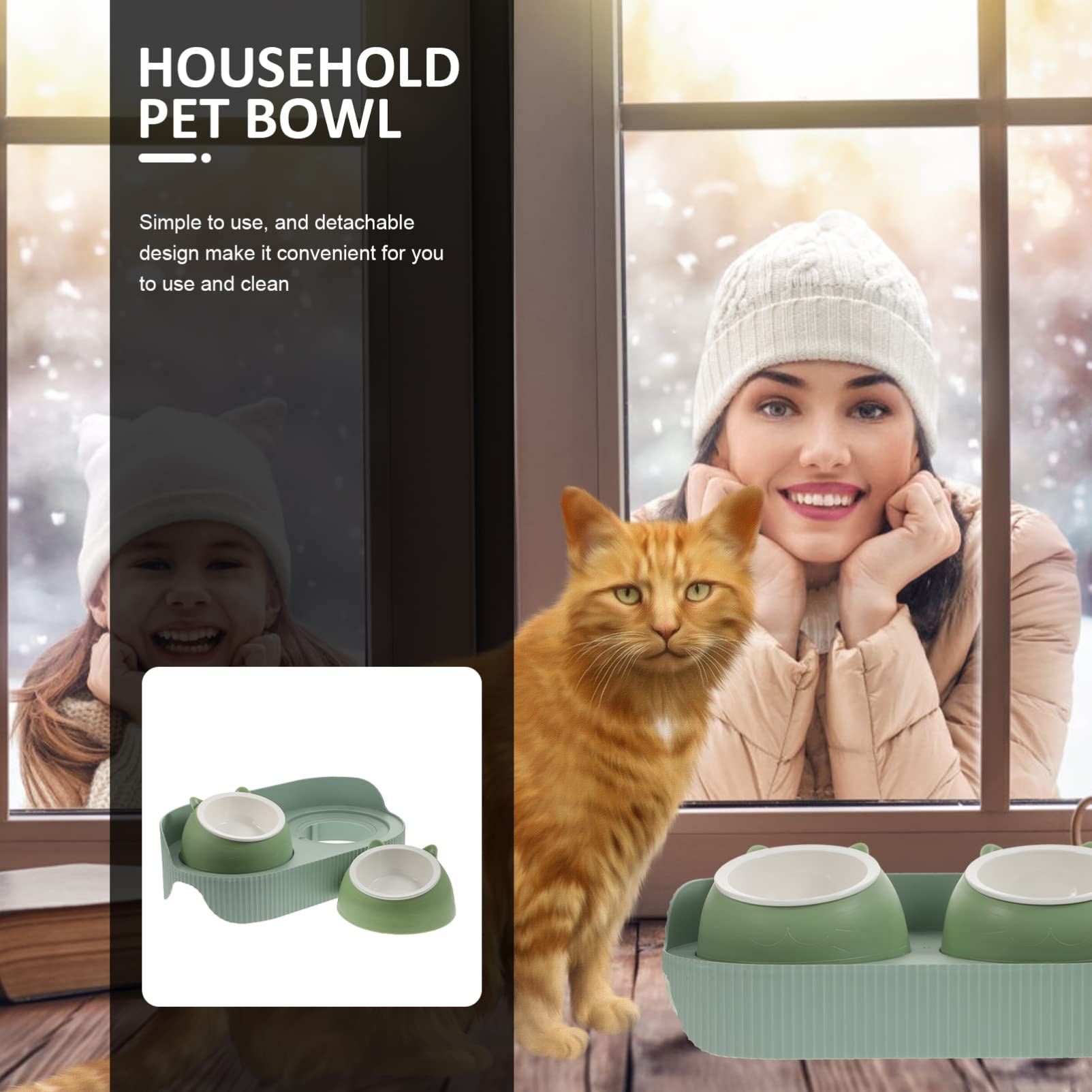 BESPORTBLE Comedero para Gatos y Perros De Antivoracidad Doble Cuenco Antideslizante Alimentador De Mascotas Protección Cuello para y Decoración del