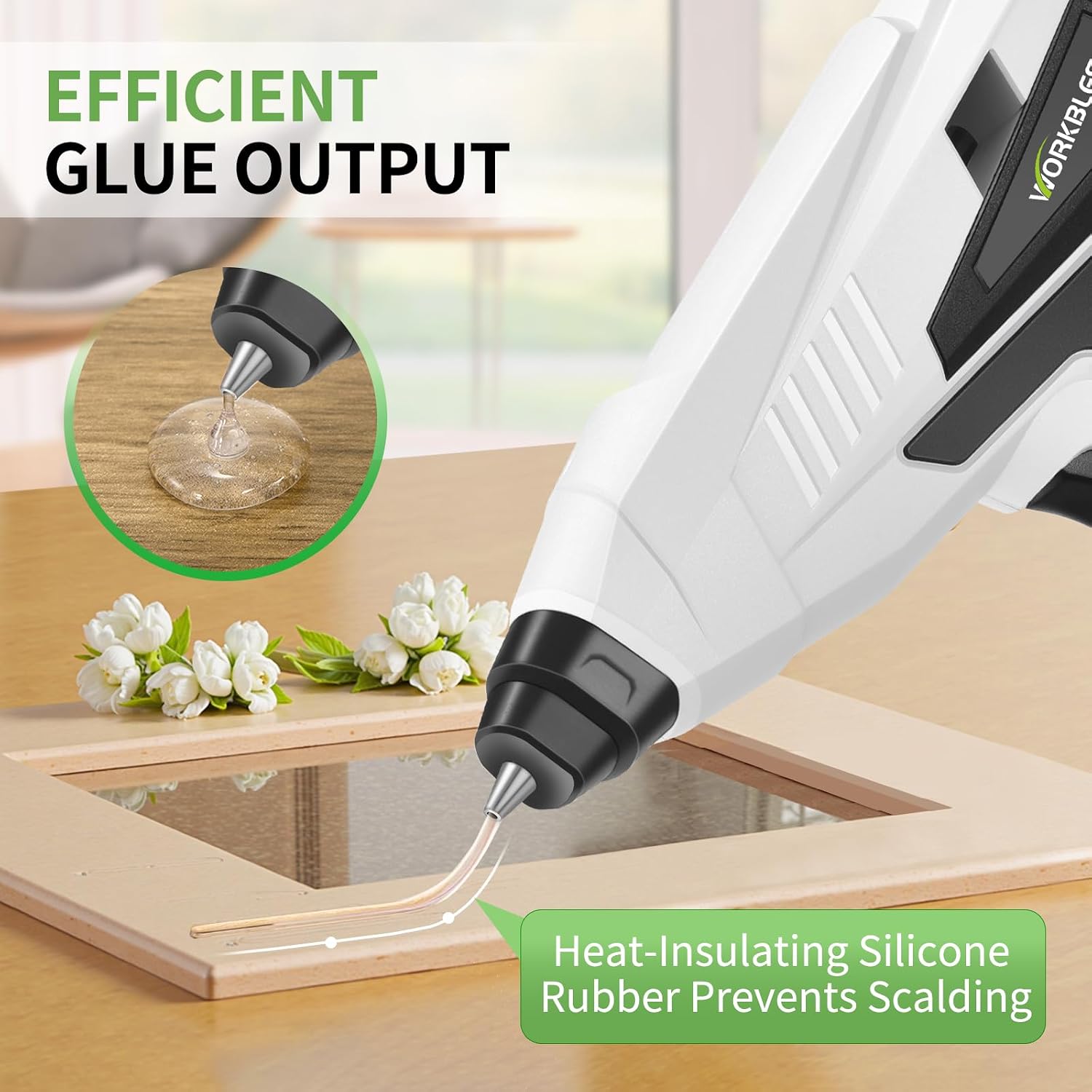 Hot Glue Gun: 100W Heavy and Duty Glue Gun - Hands Free Professional Hot Glue Gun with Foot Rest for Professional DIY & Industrial Use, Arts, Home Repair, 20PCS 0.28'' Glue Sticks