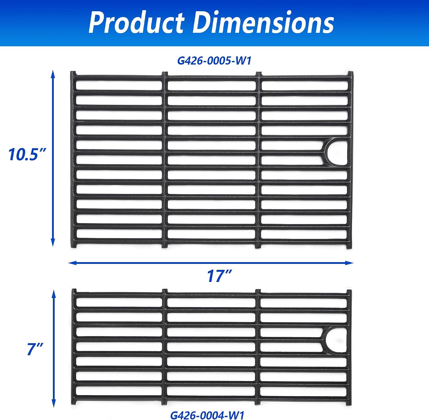 17" grill replacement parts for charbroil grill grates g426-0004-w1 cast iron g426-0005-w1 cooking grate for charbroil performance 2 burner grill grates 463630021 463660421 463655621 463630422 17" grill grate(2 burner)