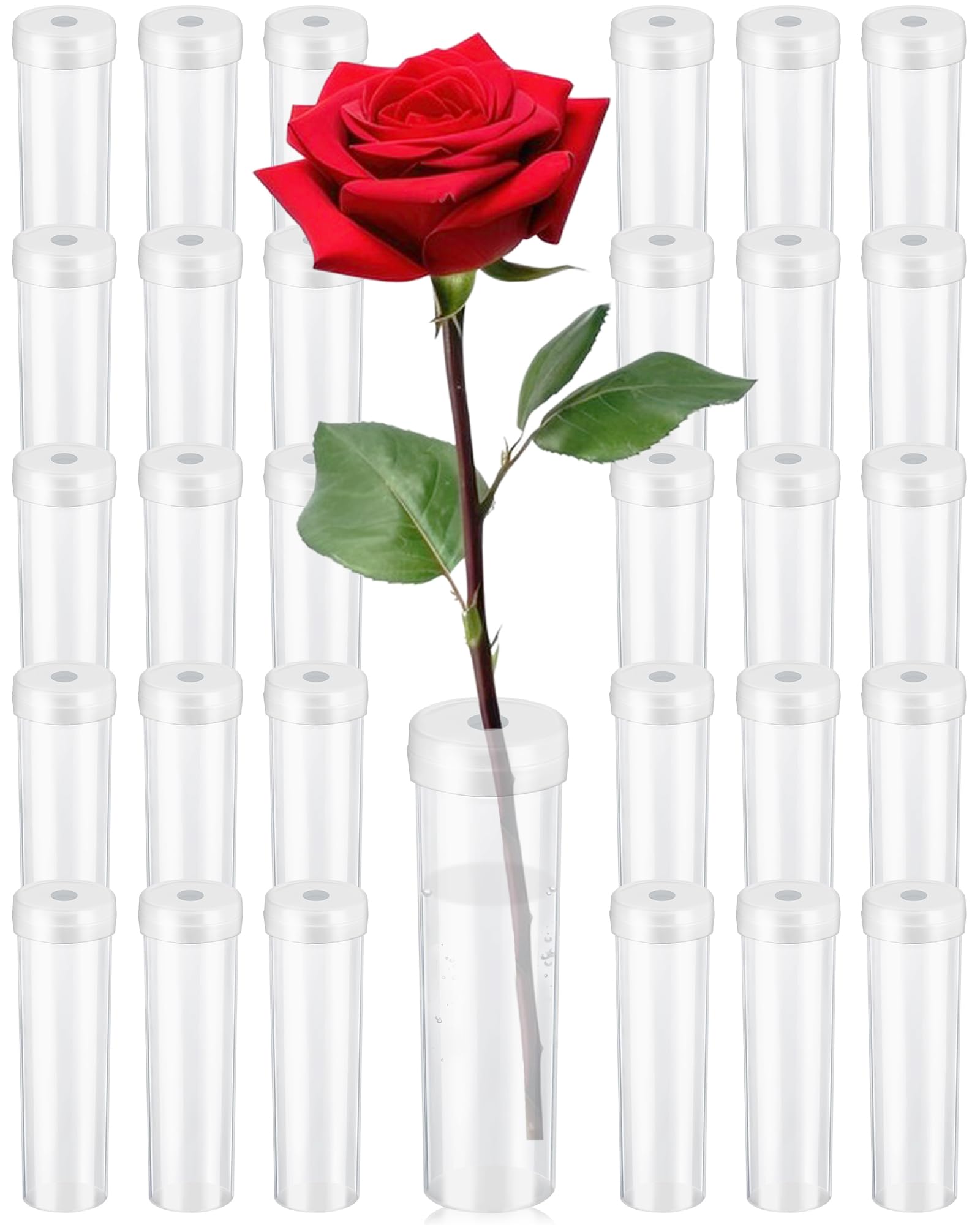 FIVEIZERO 30PCS Leak-Proof Floral Water Tubes with Caps - 2.8 Inch Clear Plastic Flower Water Tubes for Arrangements, Single Stem Roses, Bouquets, 0.68 Inch Opening-image-21