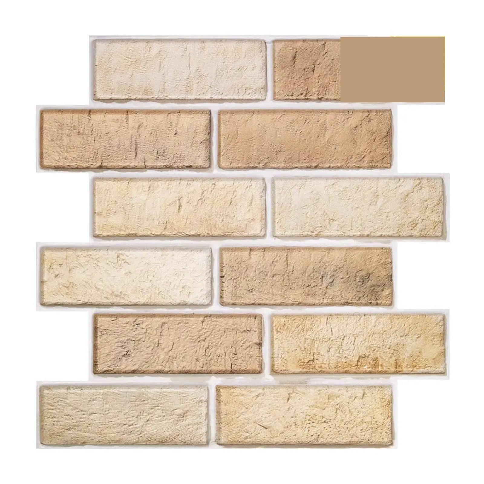 Stick On Tiles 1/10pcs 3D Wall Sticker Self-Adhesive Faux Brick Panel Peel and Stick Tile Backsplash(Tan - 10pcs)