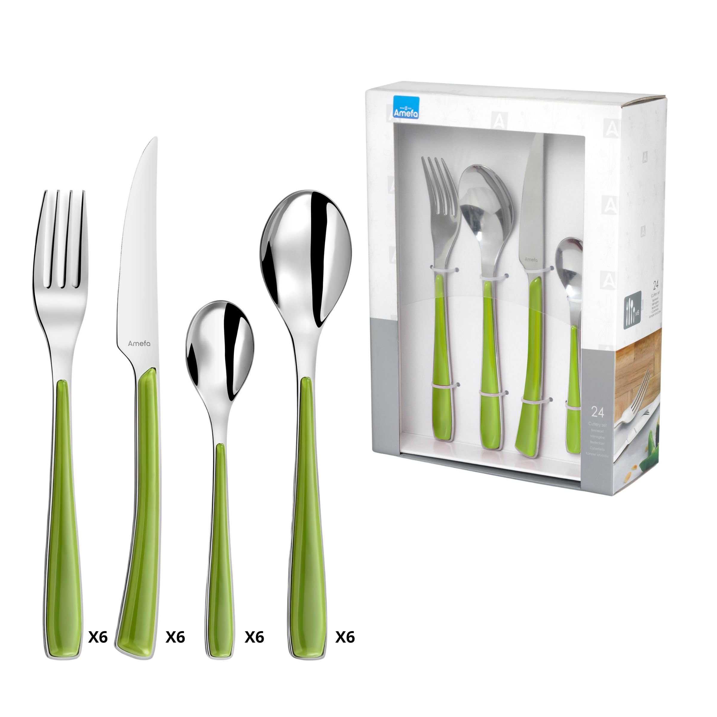 AmefaAlizé 24-Piece Cutlery Set, Green