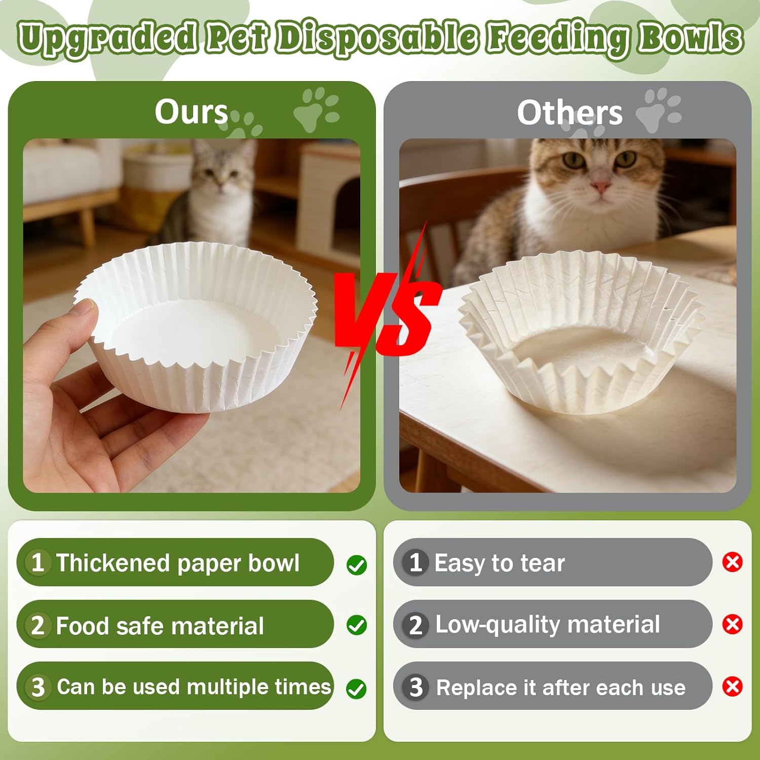 600 Pcs Pet Disposable Feeding Bowls Liner Bulk, Upgraded Thickened Disposable Cat Food Bowls Liner for Small Dogs Cats Dish, Dry & Wet Food Feeding Station