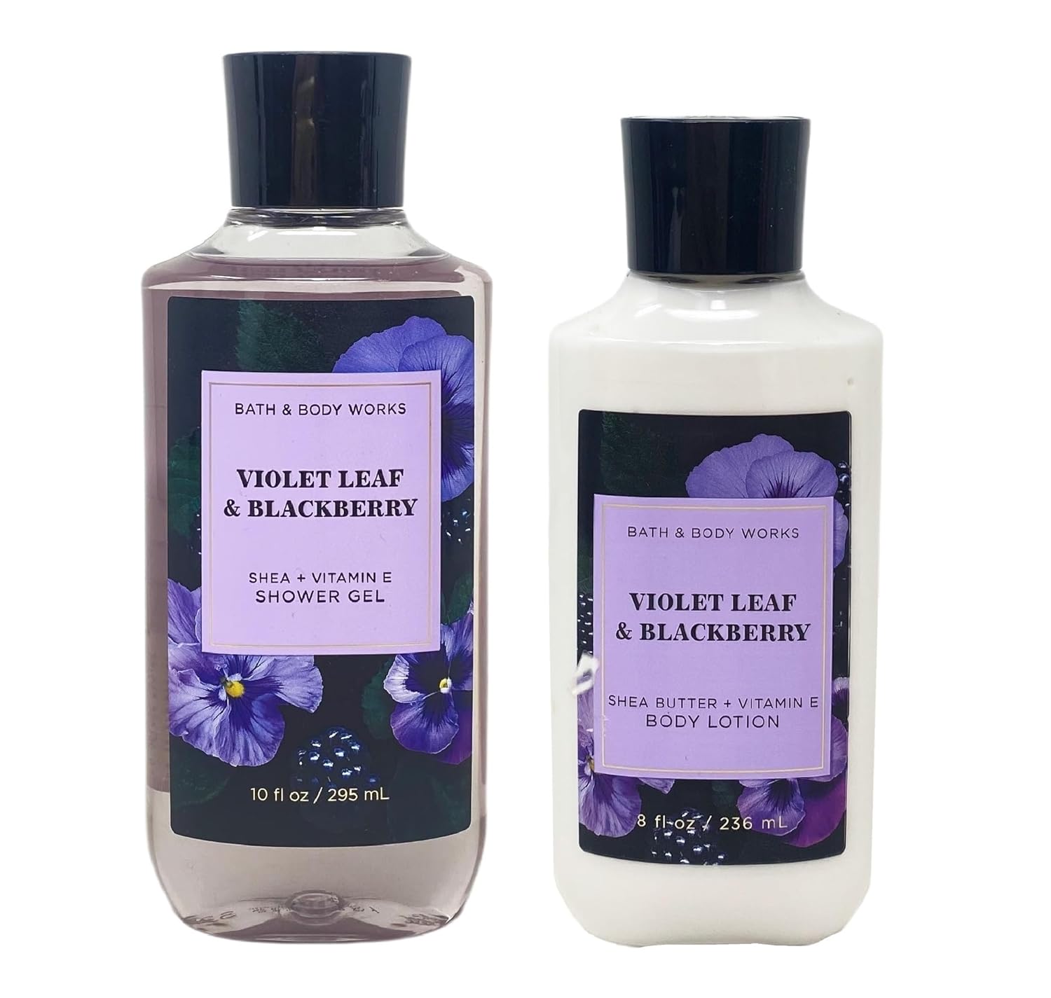Bath & Body Works Violet Leaf & Blackberry Duo Bundle - Shower Gel and Body Lotion.