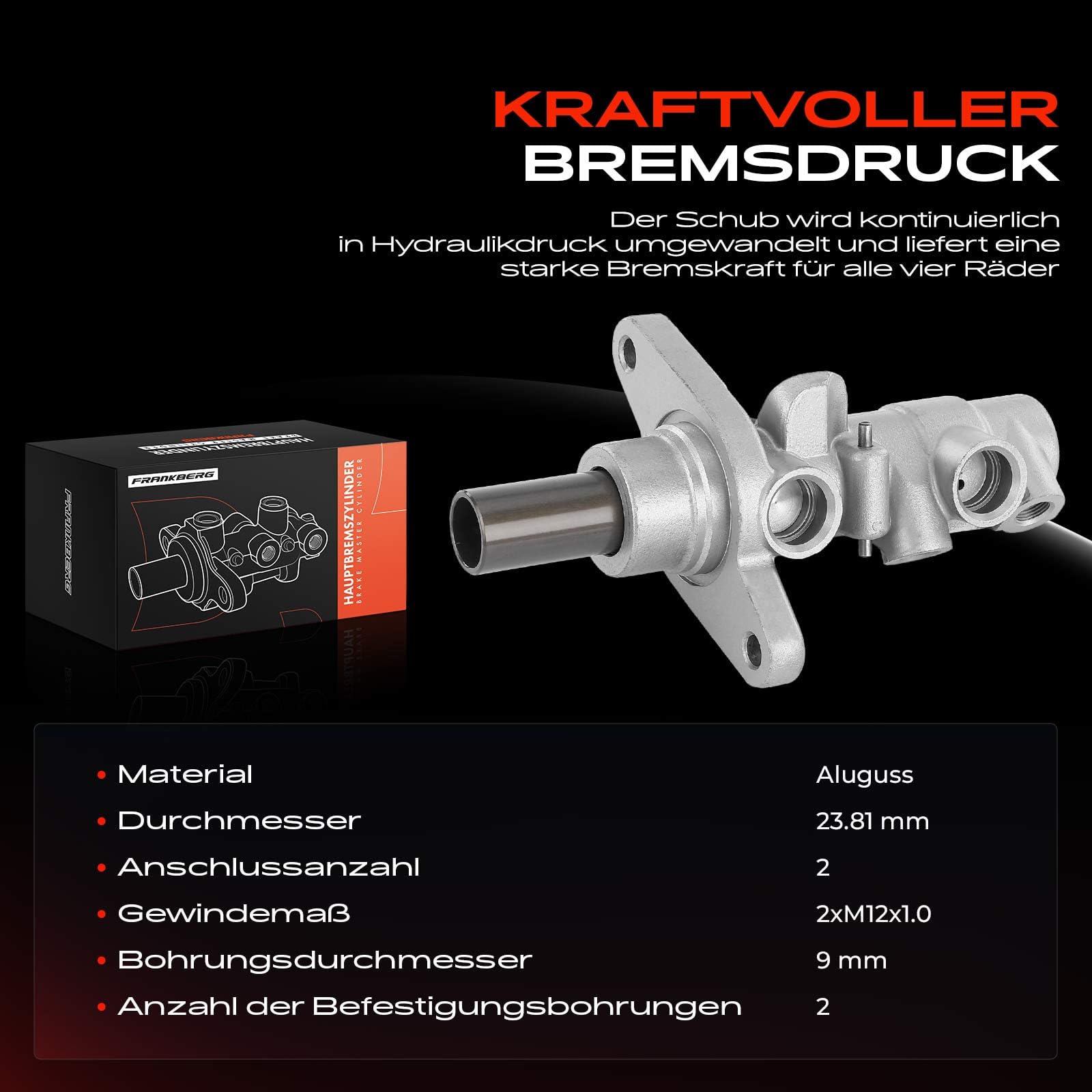 Frankberg Hauptbremszylinder Kompatibel mit Q3 8UB 8UG 1.4L-2.5L 2011-2018 Pa.ss.a.t 3C2 362 3C5 365 1.4L-3.6L 2005-2014 Sh.a.r.an 7N1 7N2 Ti.gu.an 5N 1.4L 2.0L Replace# 3C1614019C