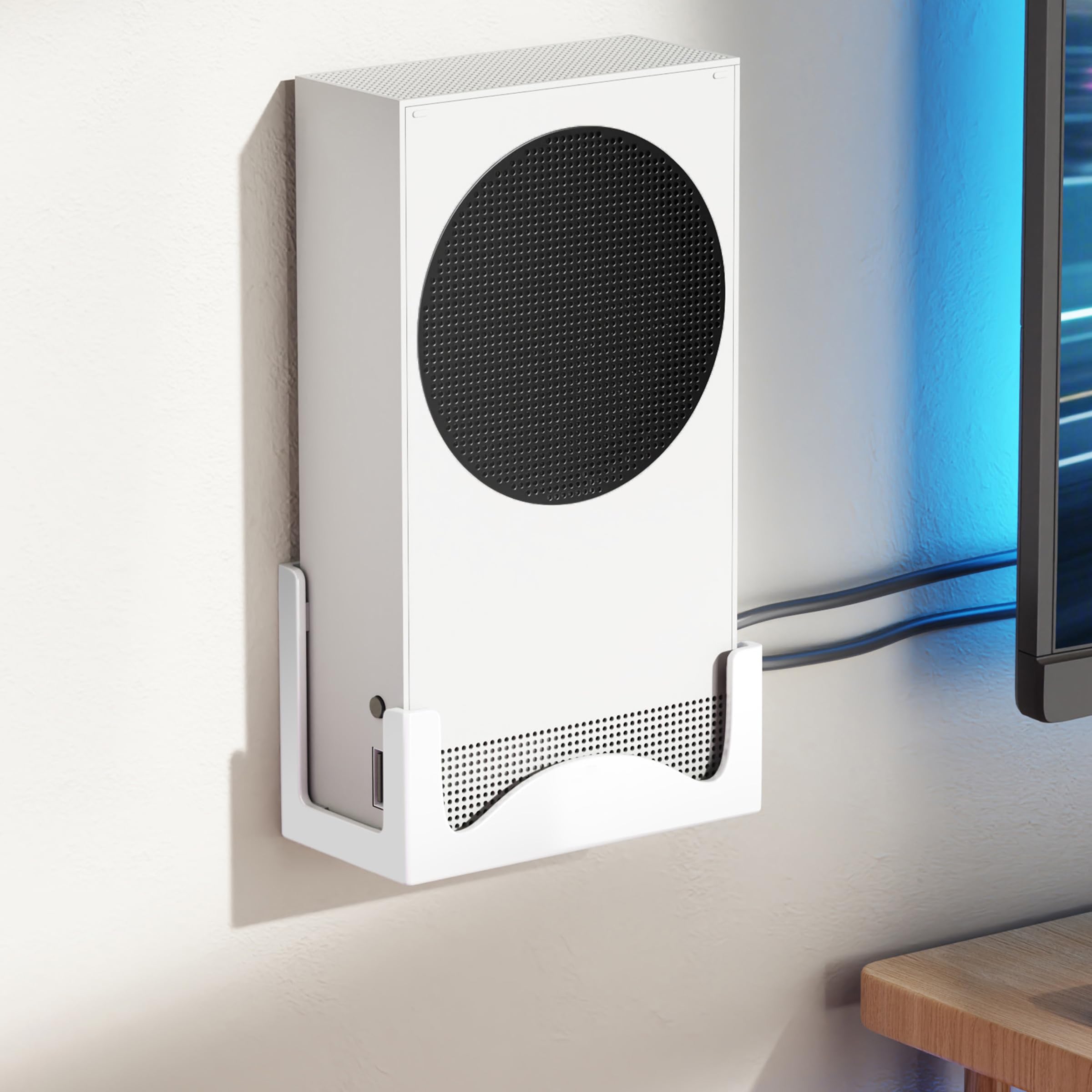 Wall Mount for Xbox Series S Metal Console Holder with Ventilated Base and Anti-Scratch Pads Space-Saving Wall Bracket