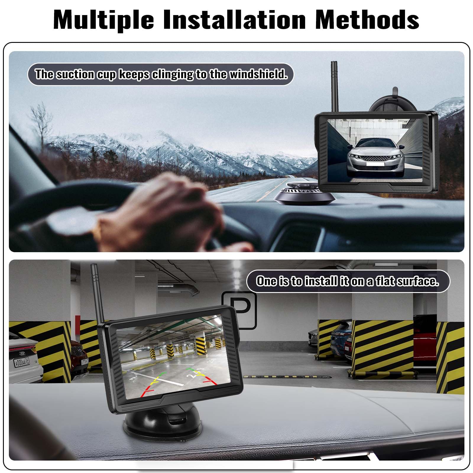 Caméra de Recul sans Fil, Moniteur HD 4,3", 1080P 120° Grand Angle Caméra Arrière pour Vision Nocturne Infrarouge, Étanche IP68, Caméra de Recul Kit pour Camion Camping Car Tracteur agricole 12V