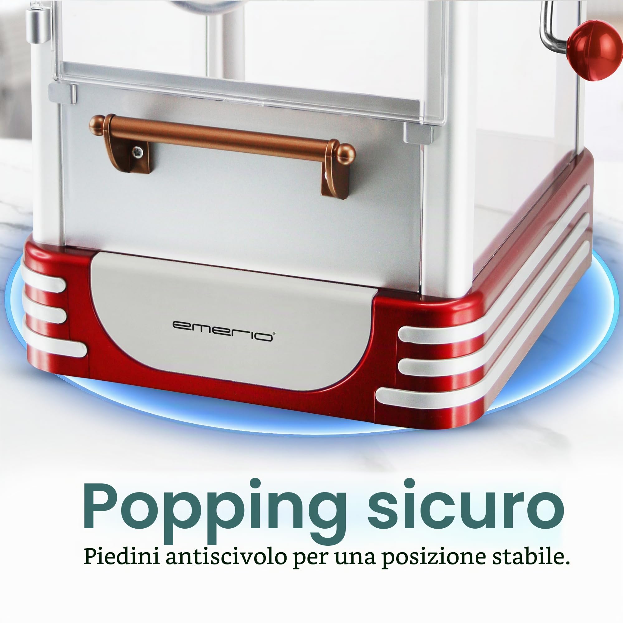 Emerio Macchina per Popcorn POM-120650, Contenitore Antiaderente Adatto Anche per Popcorn Dolci o salati, 360 Watt, Grande