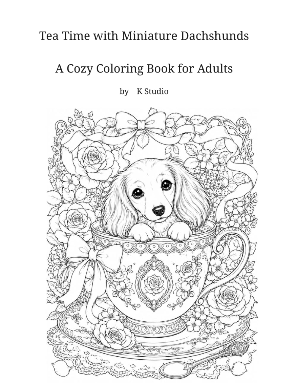 Tea Time with Miniature Dachshunds: A Cozy Coloring Book for Adults