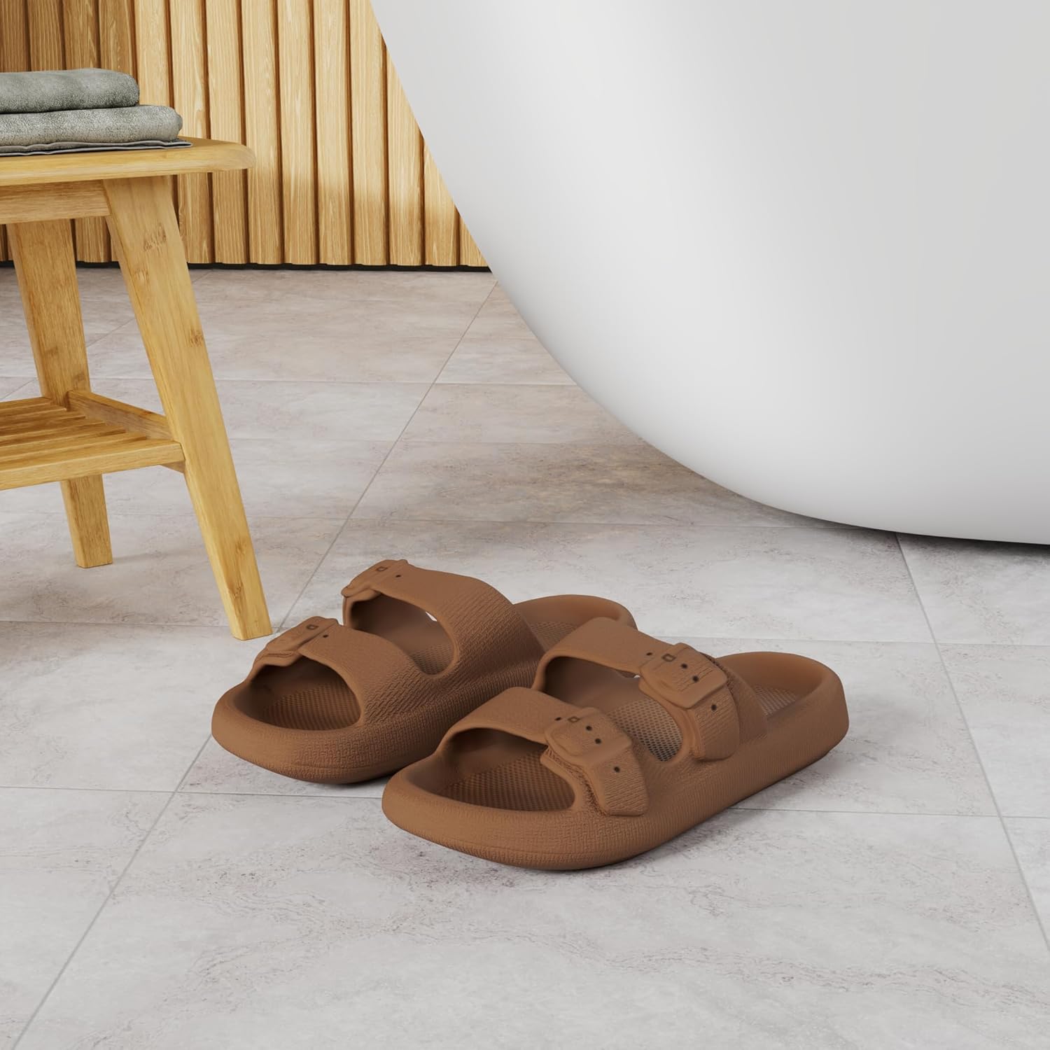 BenSorts Pillow Sandals for Women Men Thick Sole Adjustable Buckles EVA - Image 2