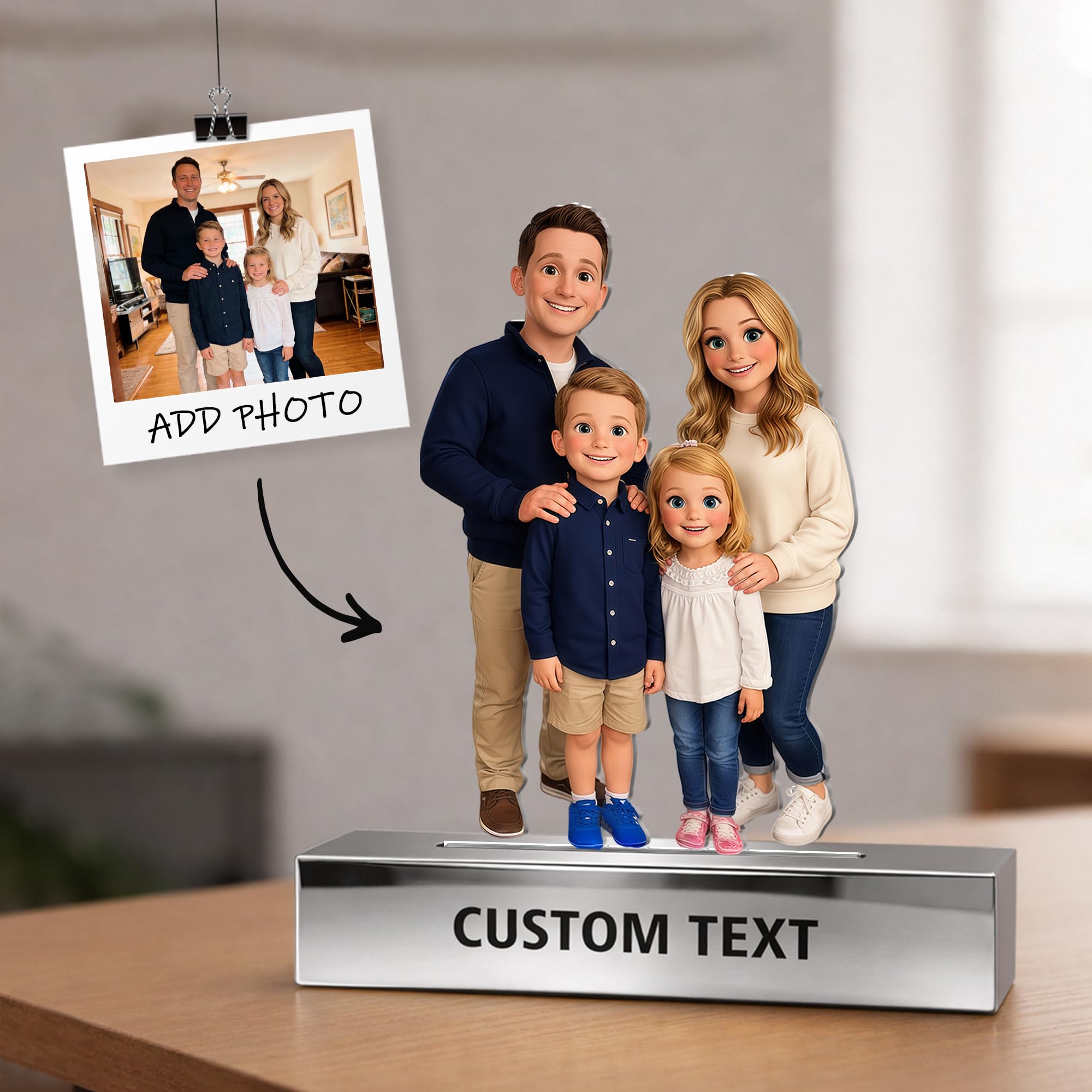 Figura Personalizada con Foto, Marcos de Cartoon, Decoracion Hogar Oficina, Regalo Personalizado para Parejas Familia Aniversario