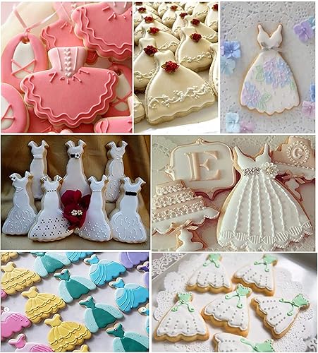 Miniatura 4 de Juego de 8 piezas de cortadores de galletas para vestidos de novia para hornear, molde de corte de galletas de acero inoxidable con vestido de