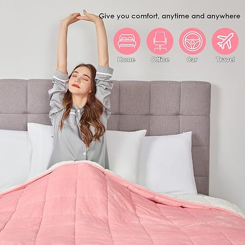 Vista 307 de yescool - Manta con peso, 10 libras, fresca, transpirable, con cuentas de cristal prémium, lavable a máquina, para dormir, 90-110 libras, 41 x 60