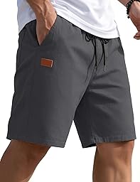 COOFANDY Kurze Hosen Herren Sommer Chino Shorts Mit Gummizug Sweatshorts Baumwolle Mit 3 Taschen