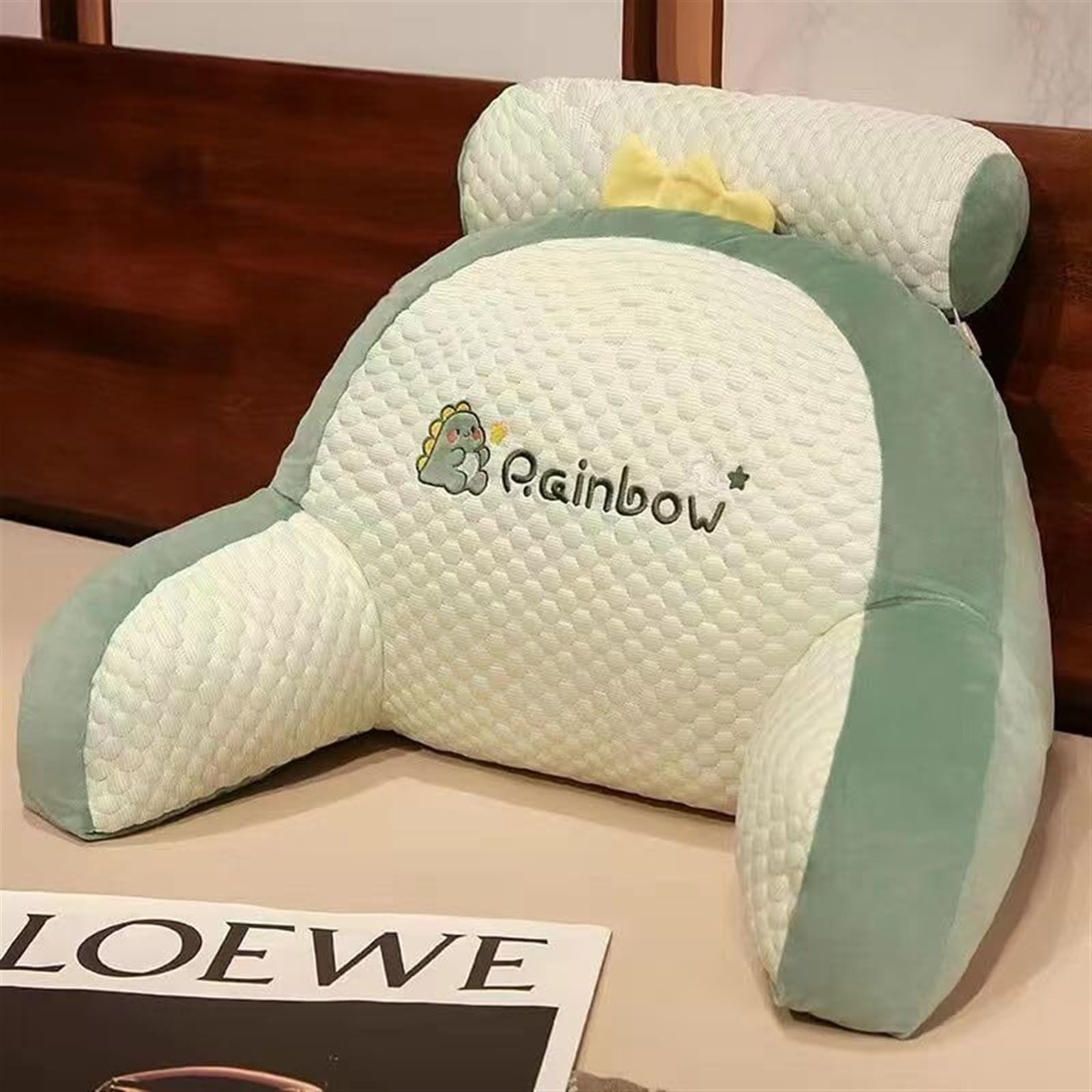 Uoxhfdh Green Bed Rest Lumbar Support Cushion With Arm Breathable Seat Relax Pillow(,70 * 45Cm)