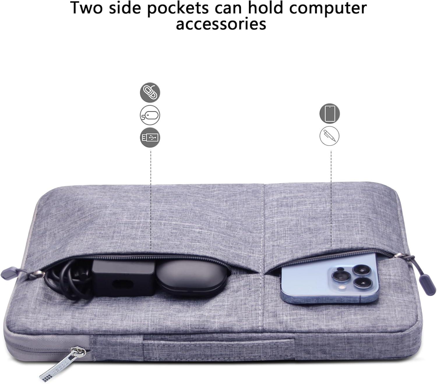 Megoo 12inch Laptop Sleeve Case for Microsoft Surface Pro 12 2025 12", Surface Laptop Go 3/2 12.4", Pro 11/10/9/X/8 13", Pro 7+/7/6 12.5", Travel Case for 11"-13" Tablet Chromebook Computers(Gray) - Image 2