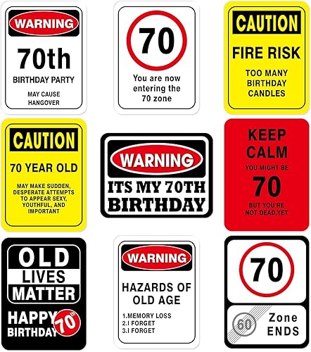 WERNNSAI Decoraciones de cumpleaños 70 9 piezas de decoración de fiesta de la zona vieja de los años 70, divertido cartel de patio para abuela,