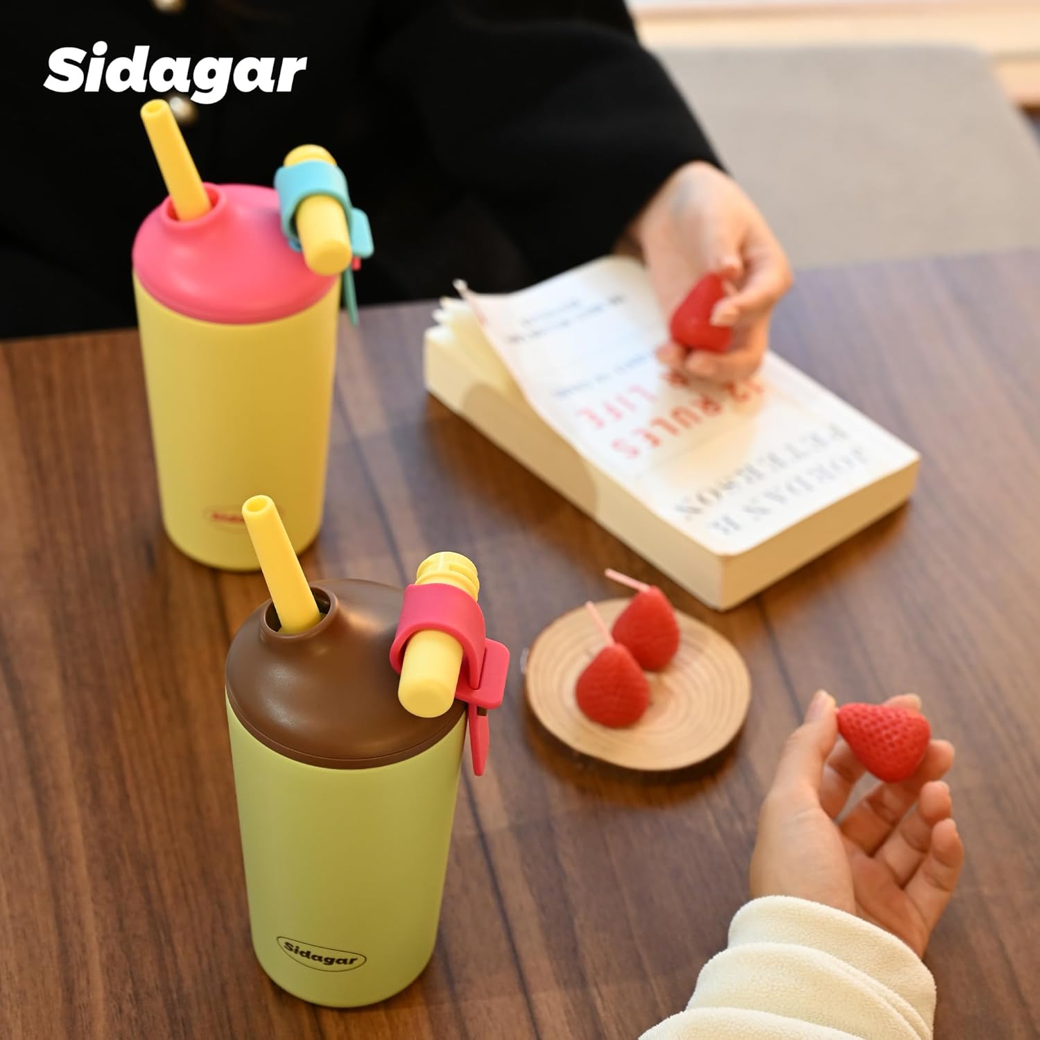 16 oz Coffee Tumbler, Stainless Steel Leak proof Travel Mug, Insulated Coffee cup with Lid and Straw, Drinks Flask for Women green - Image 6