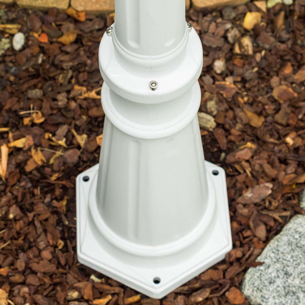 HOFSTEIN Kandelaber Lentua, Außenwegeleuchte aus Metall/Kunststoff in Weiß/Klar, Wegeleuchte im Vintage/Antik/Landhaus-Design für Garten, Wegbeleuchtung, Außenbereich, Höhe 215 cm, E27, IP44