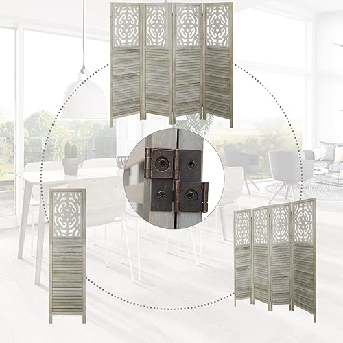 Miniatura 3 de ECOMEX Divisor de habitación de 4 paneles, pared divisora de habitación recortada, pantalla plegable independiente, separadores de habitación y