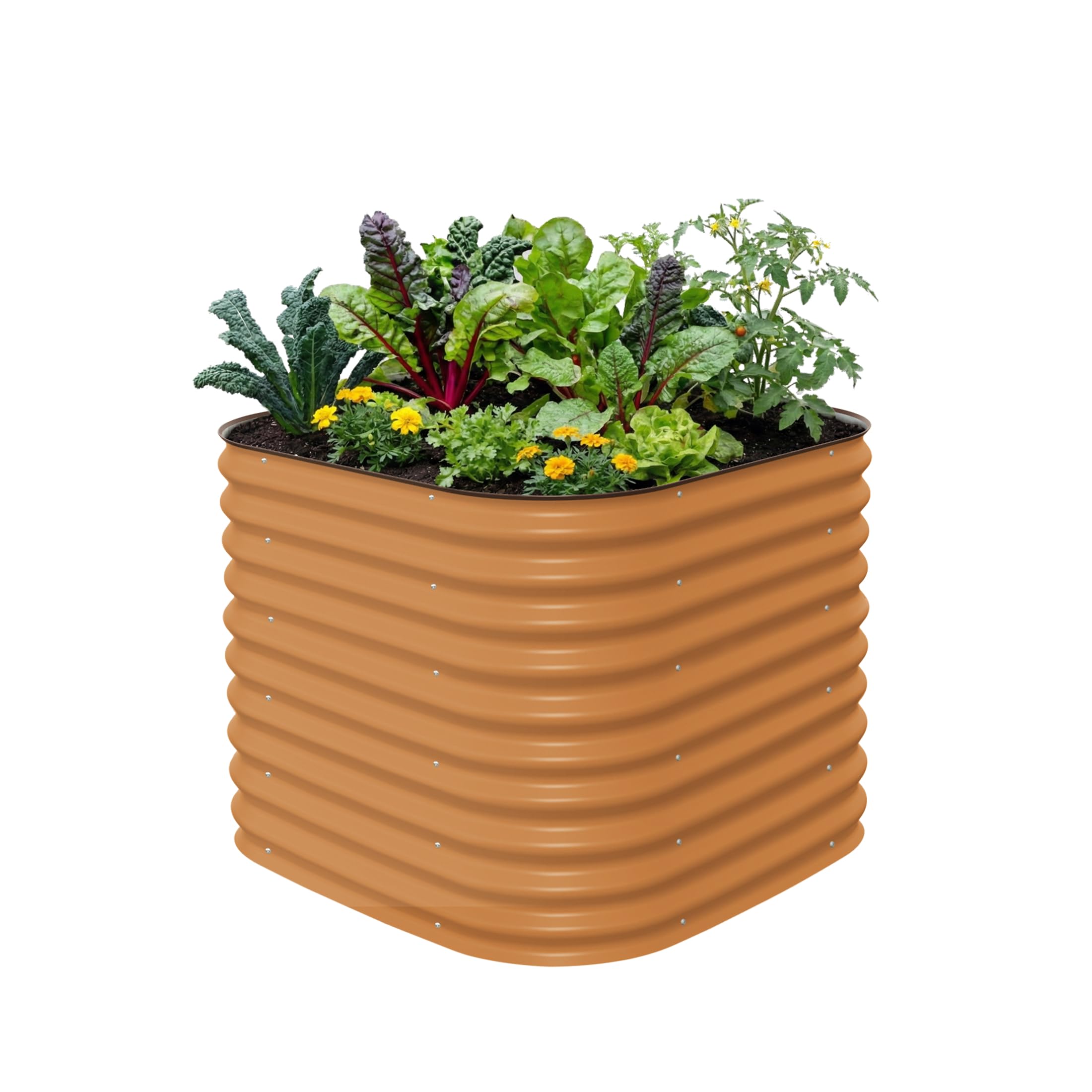 32" Extra Tall Raised Garden Bed Kits, 3.5 x 3.5 x 2.7ft Raised Planter Box Outdoor, 2 x 5 x 2.7ft Deep Root 4 in 1 Modular Metal Raised Beds for Gardening Vegetables Flowers Fruits - Terra Cotta