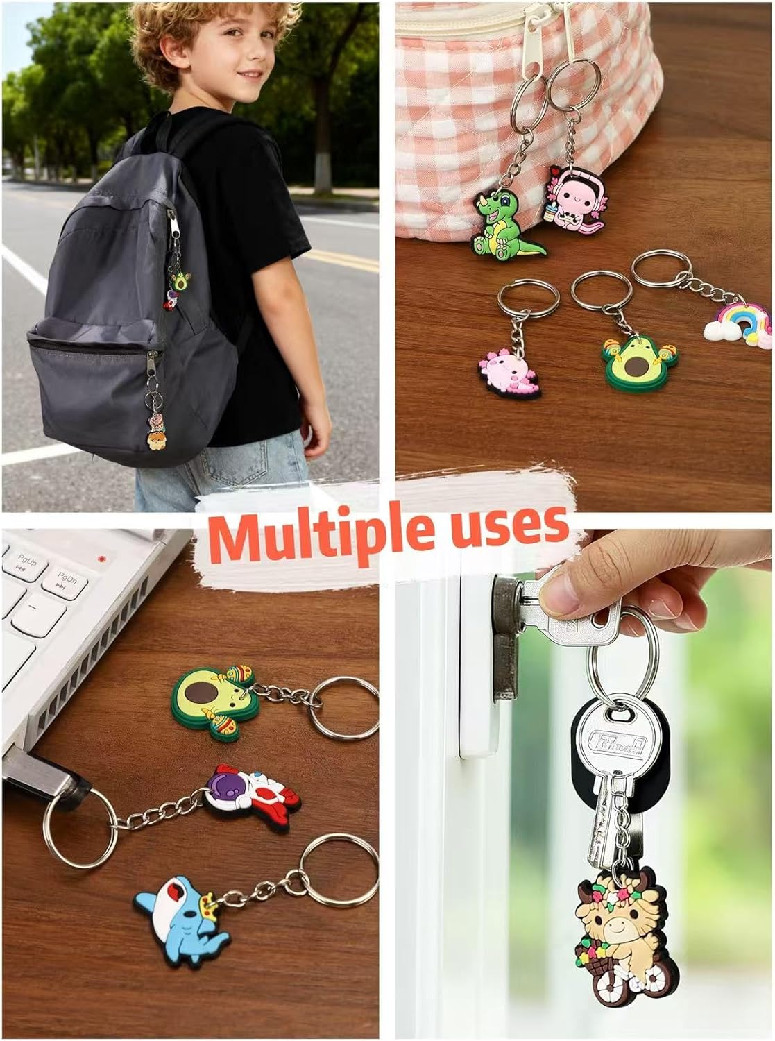 Ella & Emma 30/50/100 Bulk Different Keychains, Mixed Non-Repeat Cute Key Chain for Classroom Prizes Students Incentives Holiday Gifts Party Favors (30pcs Boys Mixed) - Image 6