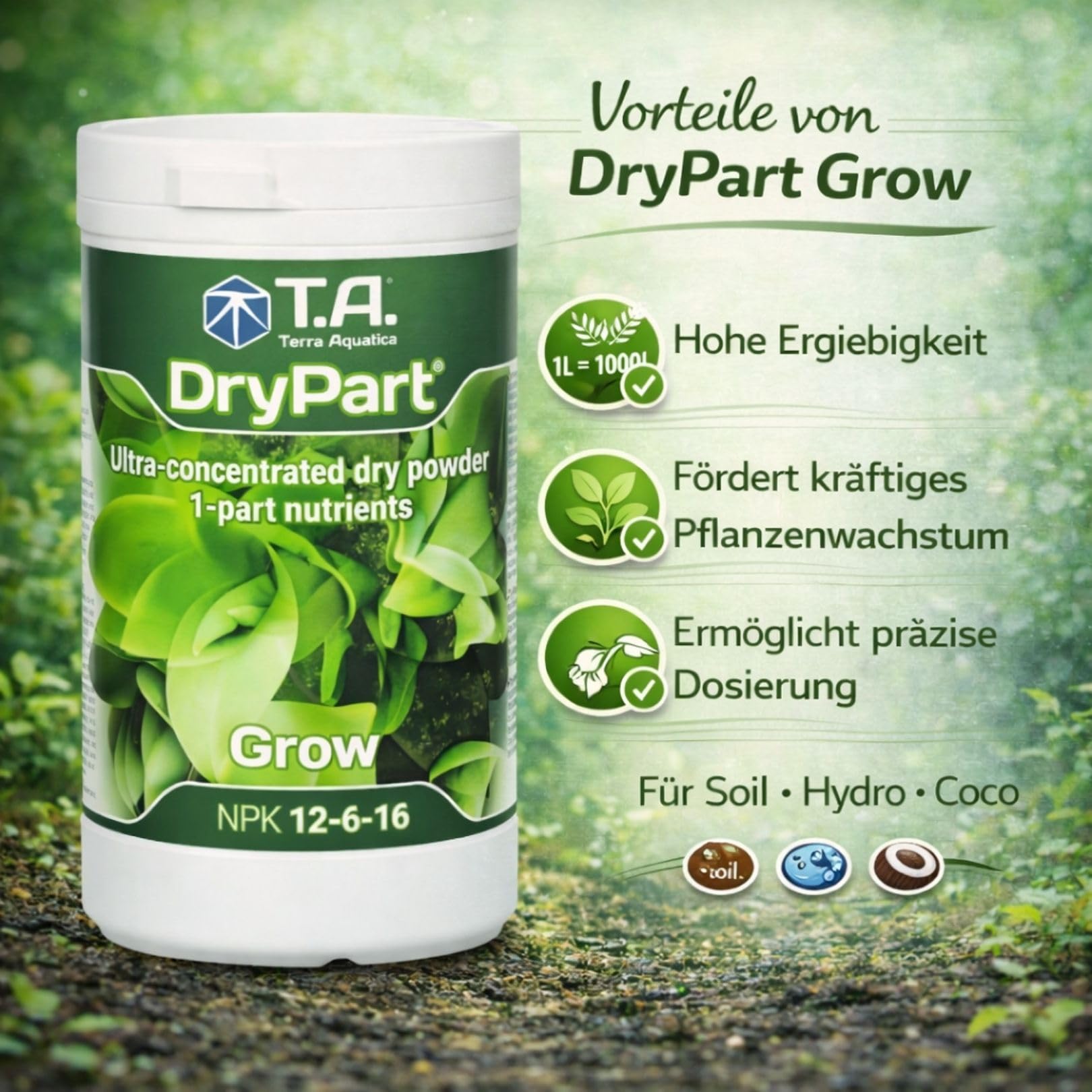 Weedness T.A. Dry Part Grow 1 Kg - NPK Dünger Anbau Indoor Erde Flüssigdünger Organischer Bio
