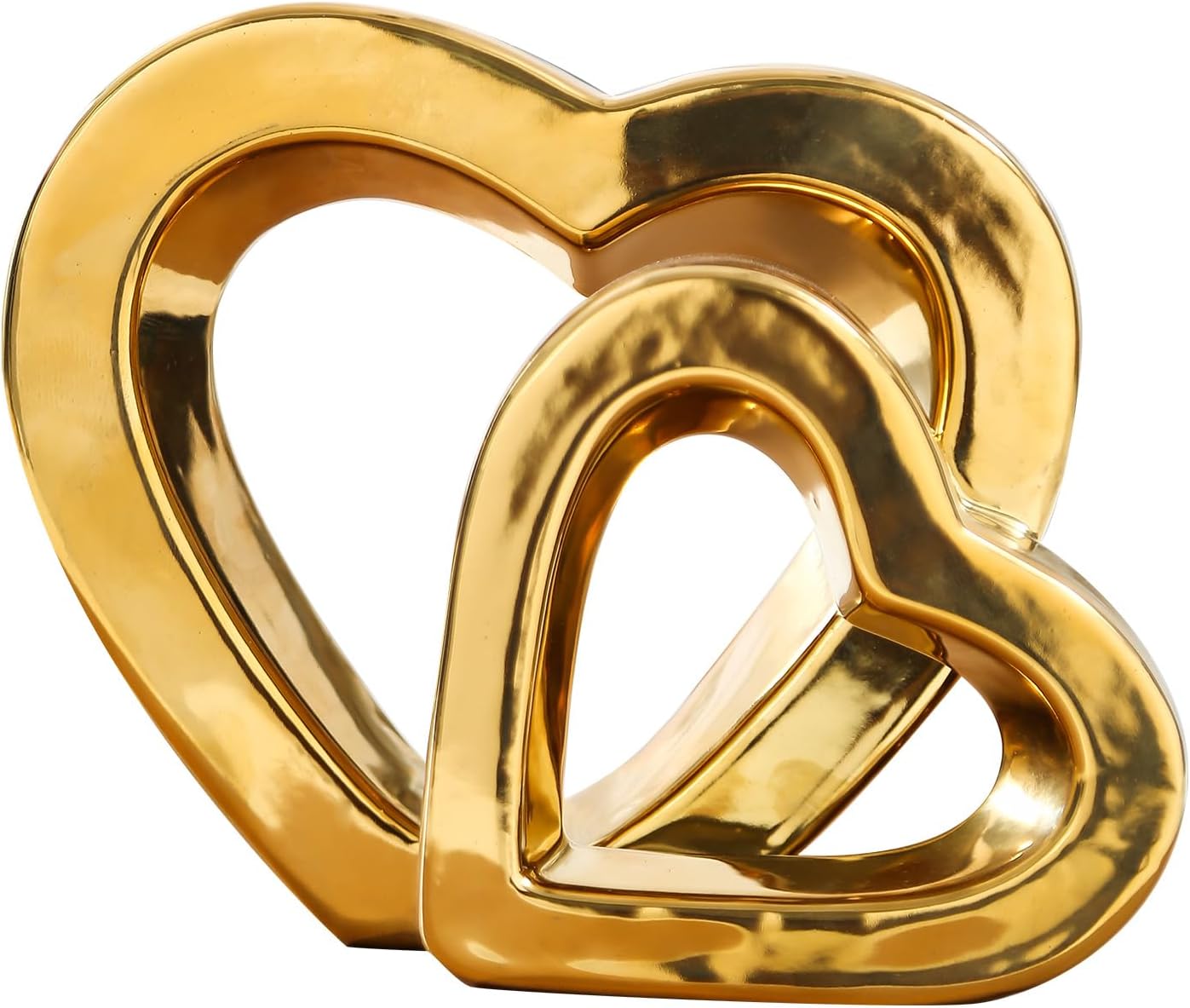 Love decorCeramic Golden Heart Decoration, Valentine's Day, Anniversary, Wedding Gift, Home Decoration Gold (Color)