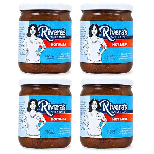 Riveras Family Recipe Salsa caliente 16 onzas paquete de 4 lote pequeño totalmente natural sabor casero hecho con alimentos integrales jalapeño