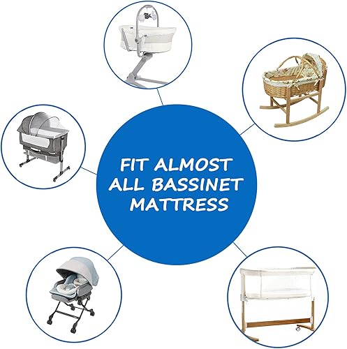 Miniatura 5 de Juego de 4 sábanas ajustables de moisés para bebé niño y niña, juego de sábanas universales de microfibra suave para colchón rectangular ovalado y