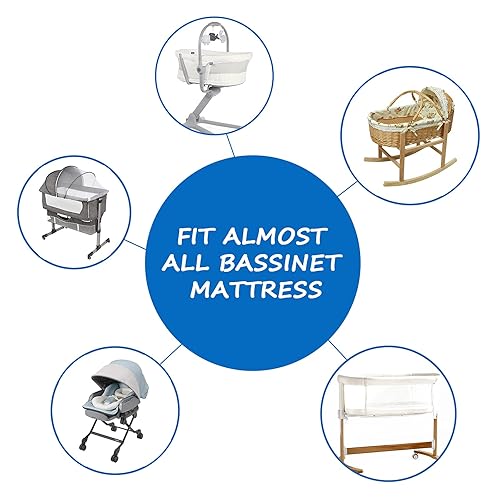 Miniatura 4 de Sábanas de moisés para bebé, paquete de 2 sábanas de moisés ajustables universales de microfibra suave para colchón rectangular ovalado y de reloj